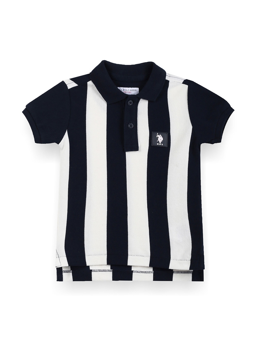 

U.S. Polo Assn. Kids Boys Blue Striped Polo Collar Cotton T-shirt, Black