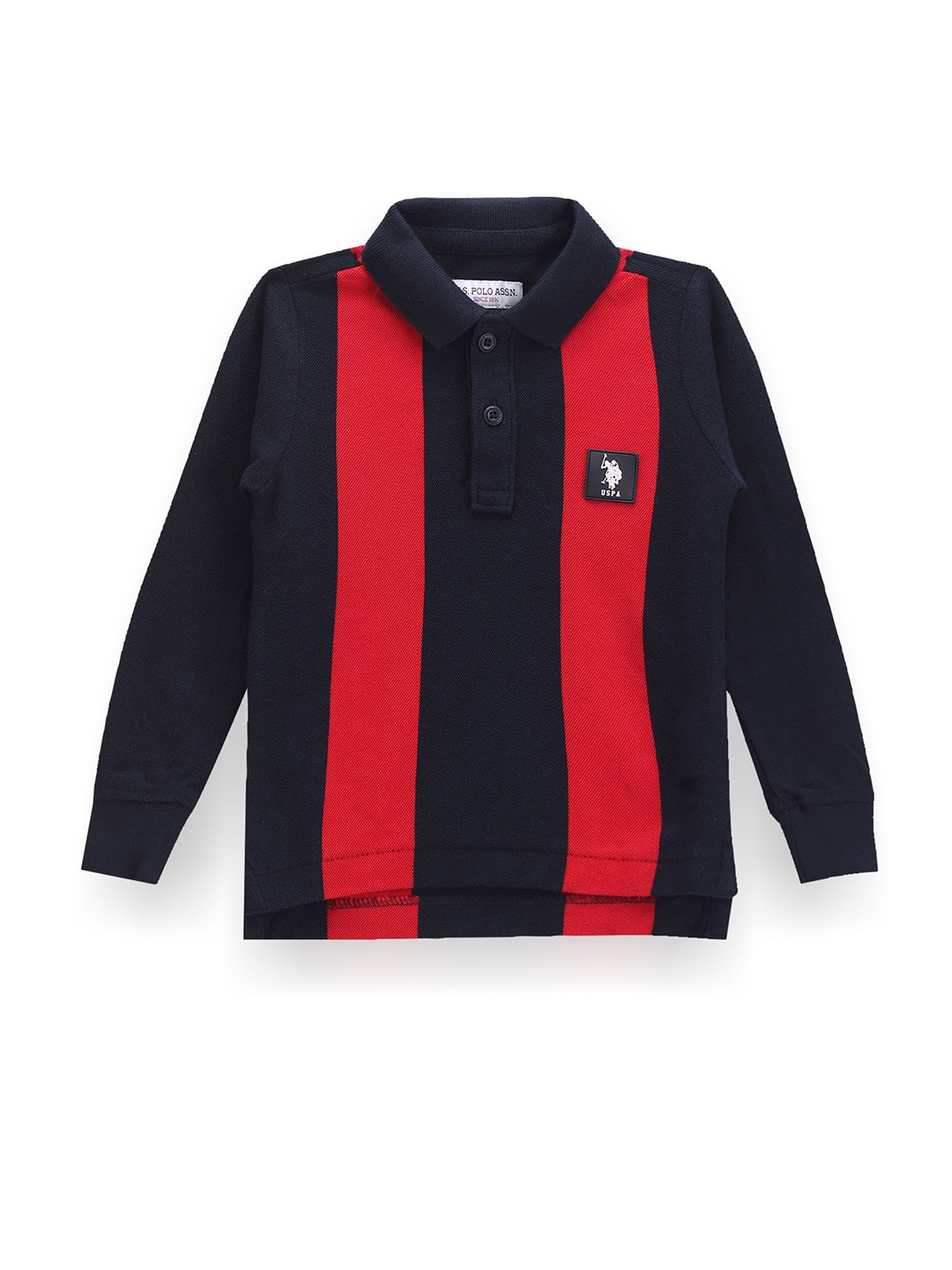 

U.S. Polo Assn. Kids Boys Striped Polo Collar Cotton T-shirt, Blue