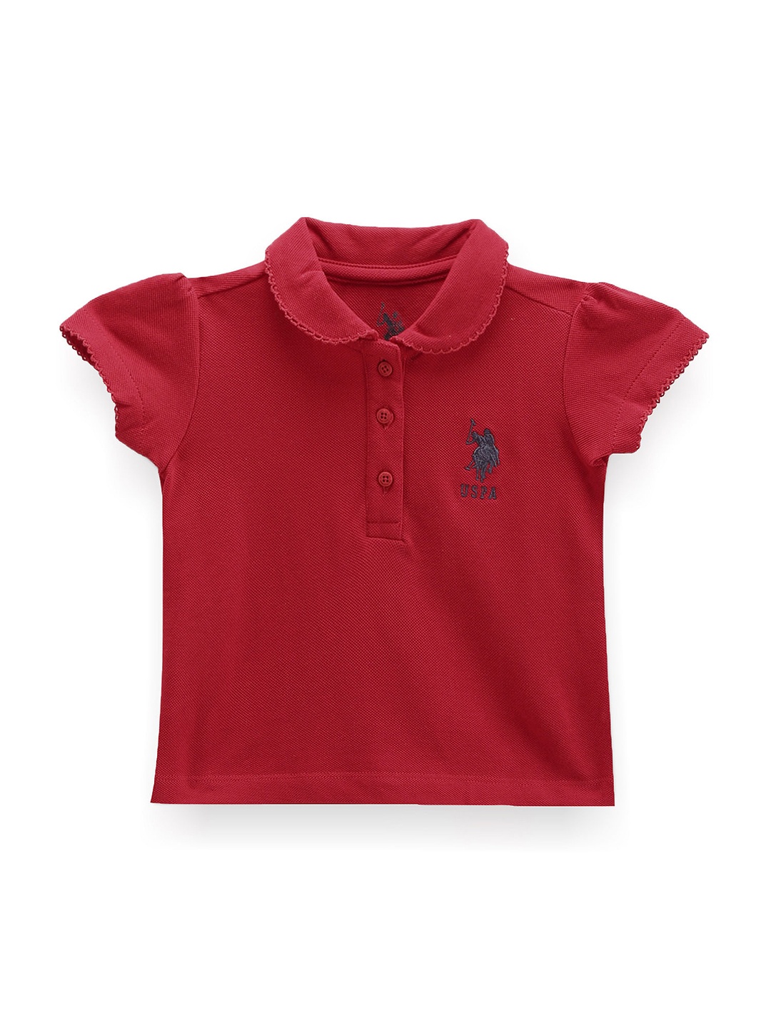 

U.S. Polo Assn. Kids Girls Polo Collar Pure Cotton T-shirt, Red