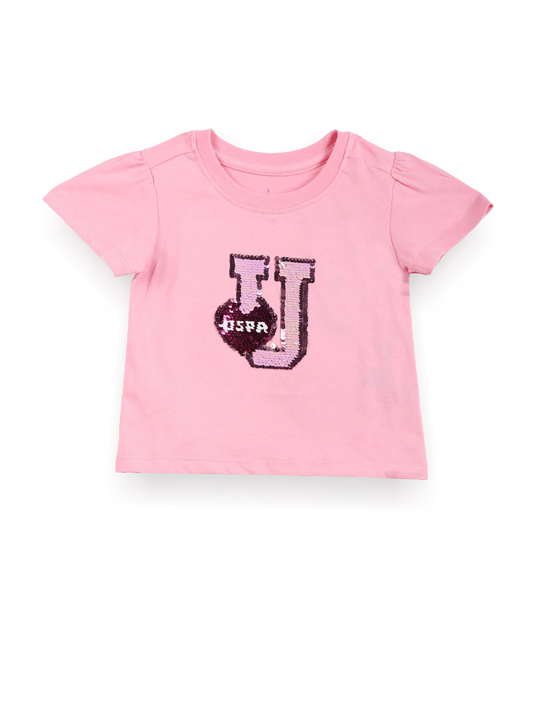 

U.S. Polo Assn. Kids Girls Typography Embellished Pure Cotton T-shirt, Pink
