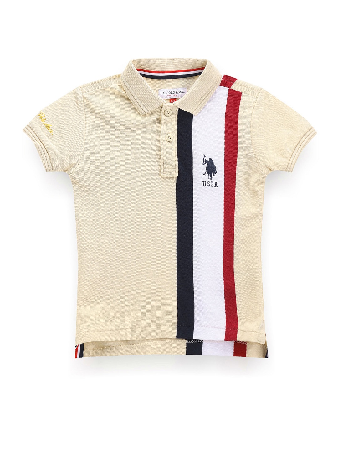 

U.S. Polo Assn. Kids Boys Striped Polo Collar T-Shirt, Beige