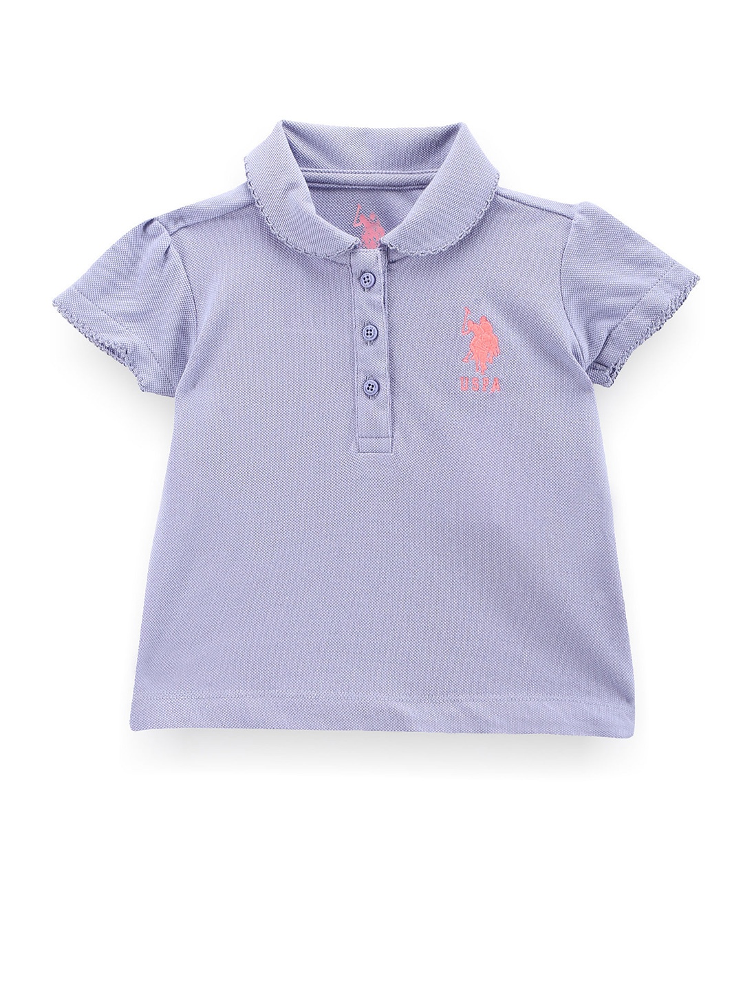 

U.S. Polo Assn. Kids Girls Polo Collar Pure Cotton T-shirt, Purple