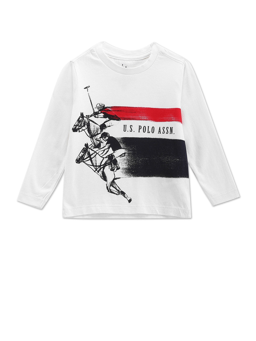 

U.S. Polo Assn. Kids Boys Graphic Printed Pure Cotton T-shirt, White