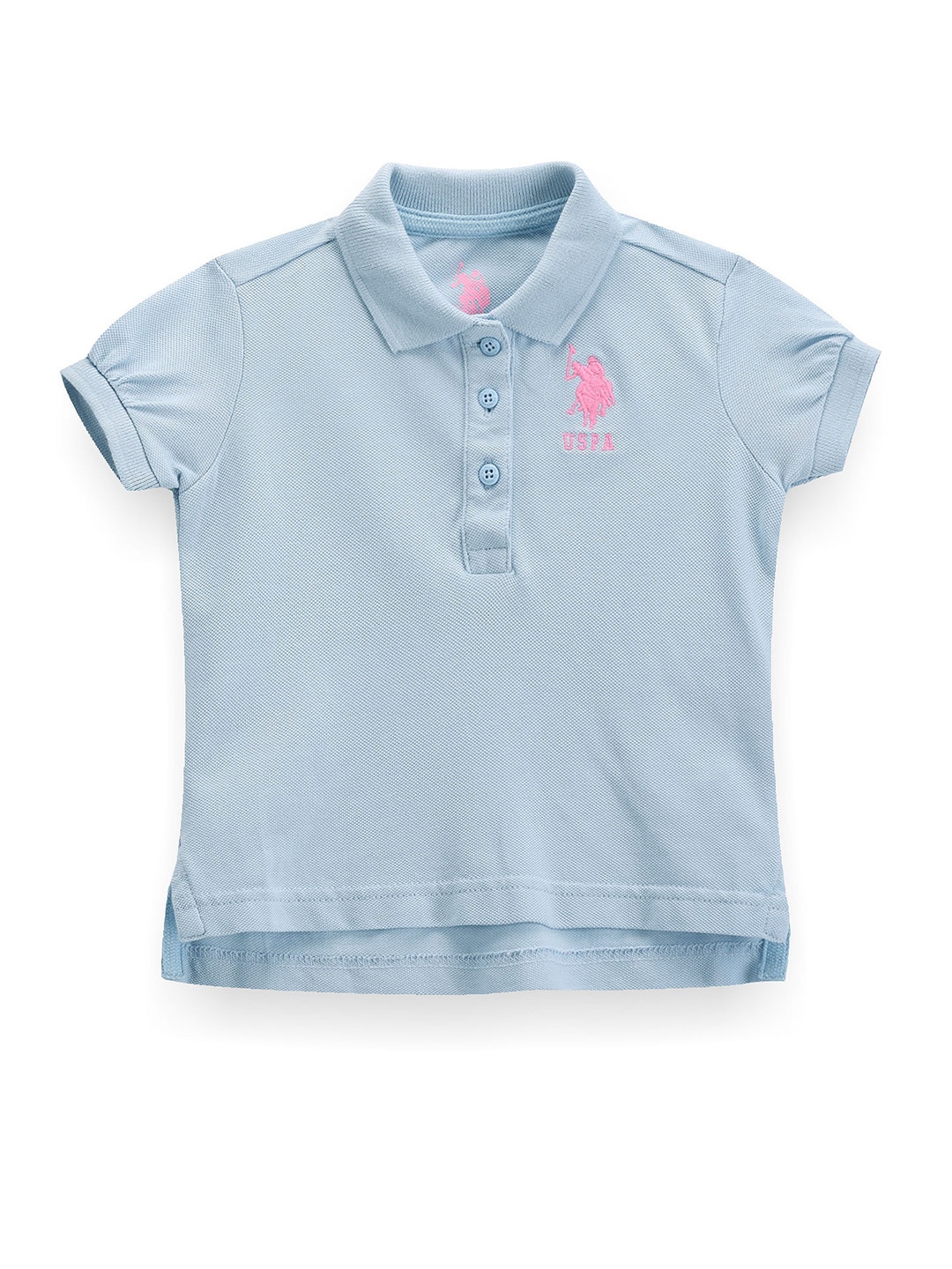 

U.S. Polo Assn. Kids Girls Polo Collar Pure Cotton T-shirt, Blue