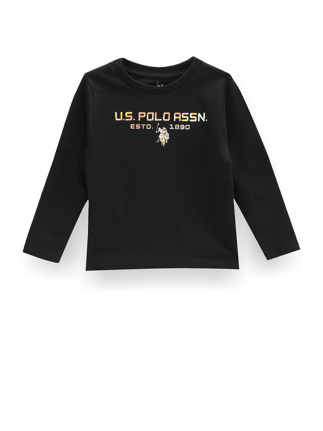 

U.S. Polo Assn. Kids Boys Typography Printed Pure Cotton T-shirt, Black