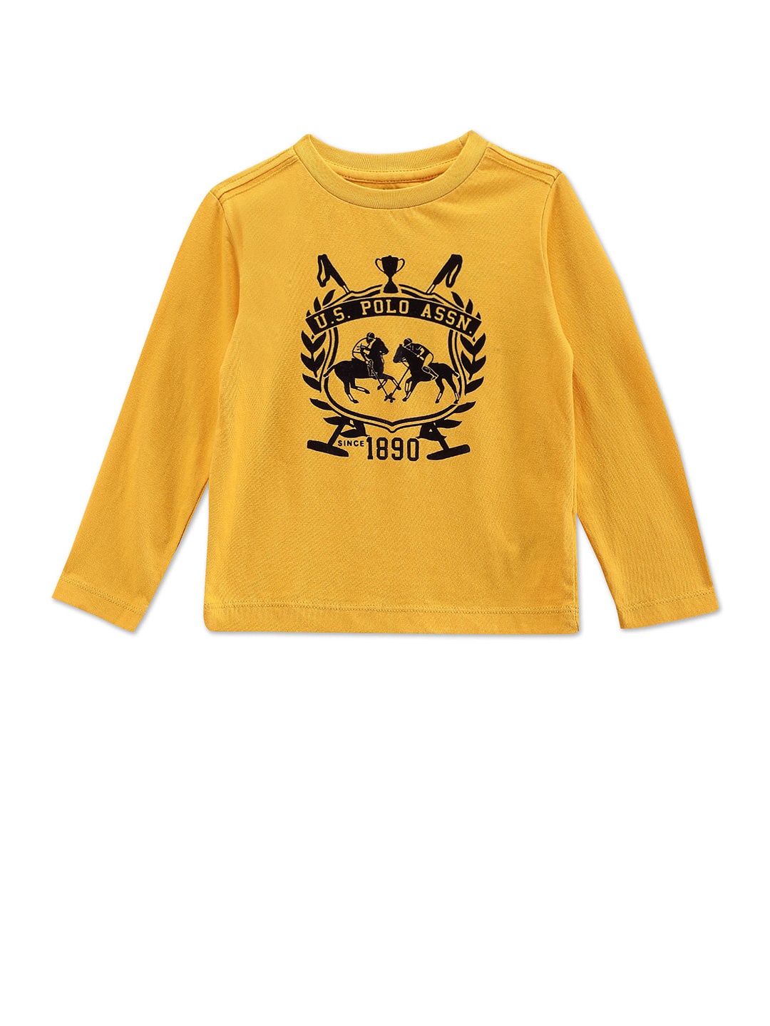 

U.S. Polo Assn. Kids Boys Graphic Printed Pure Cotton T-shirt, Yellow