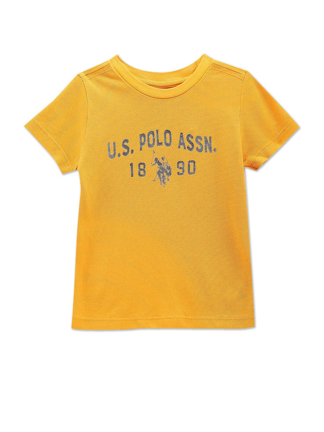 U.S. Polo Assn. Kids Boys Typography Printed Pure Cotton T-shirt, Yellow