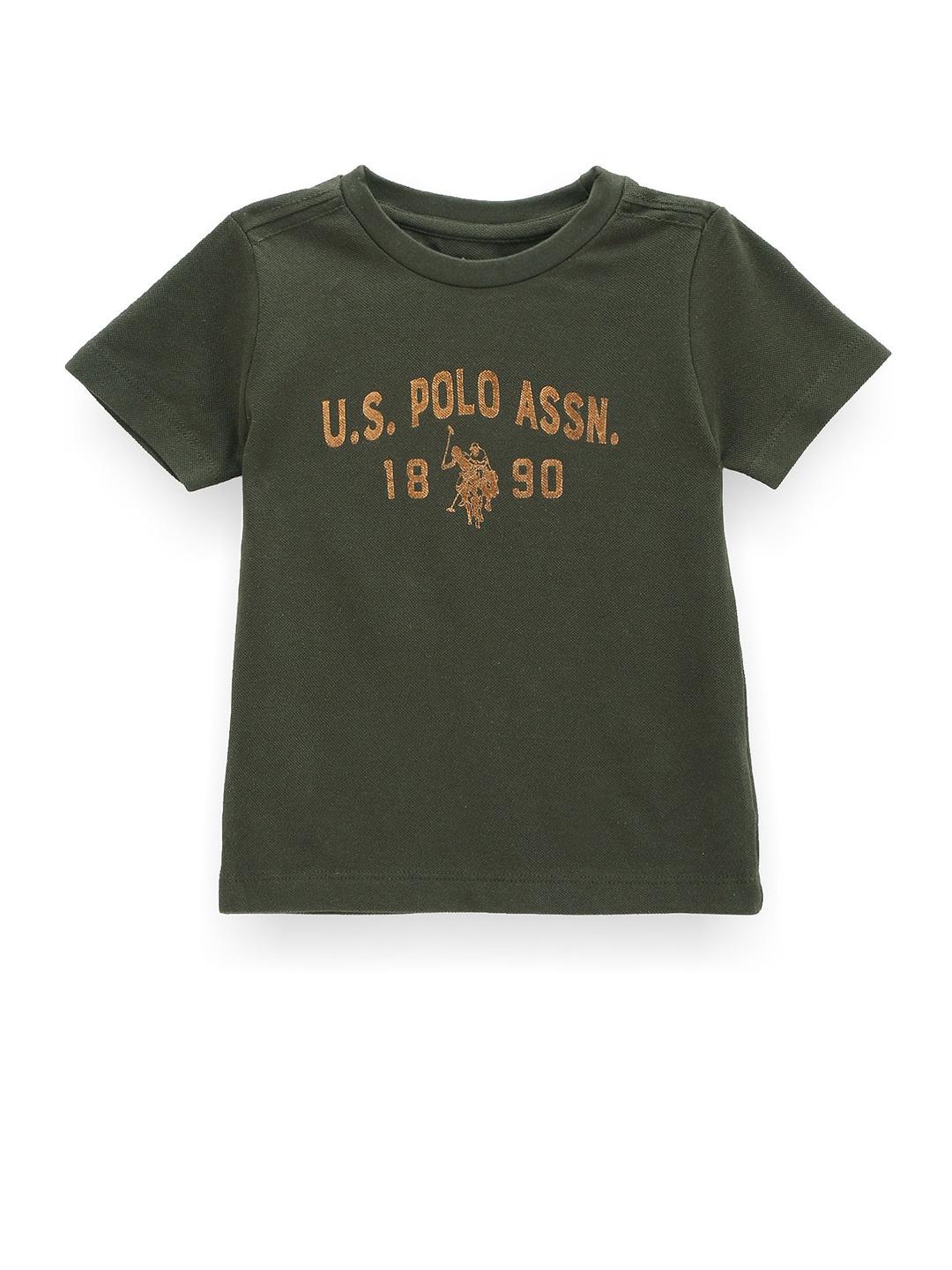 

U.S. Polo Assn. Kids Boys Typography Printed Pure Cotton T-shirt, Olive