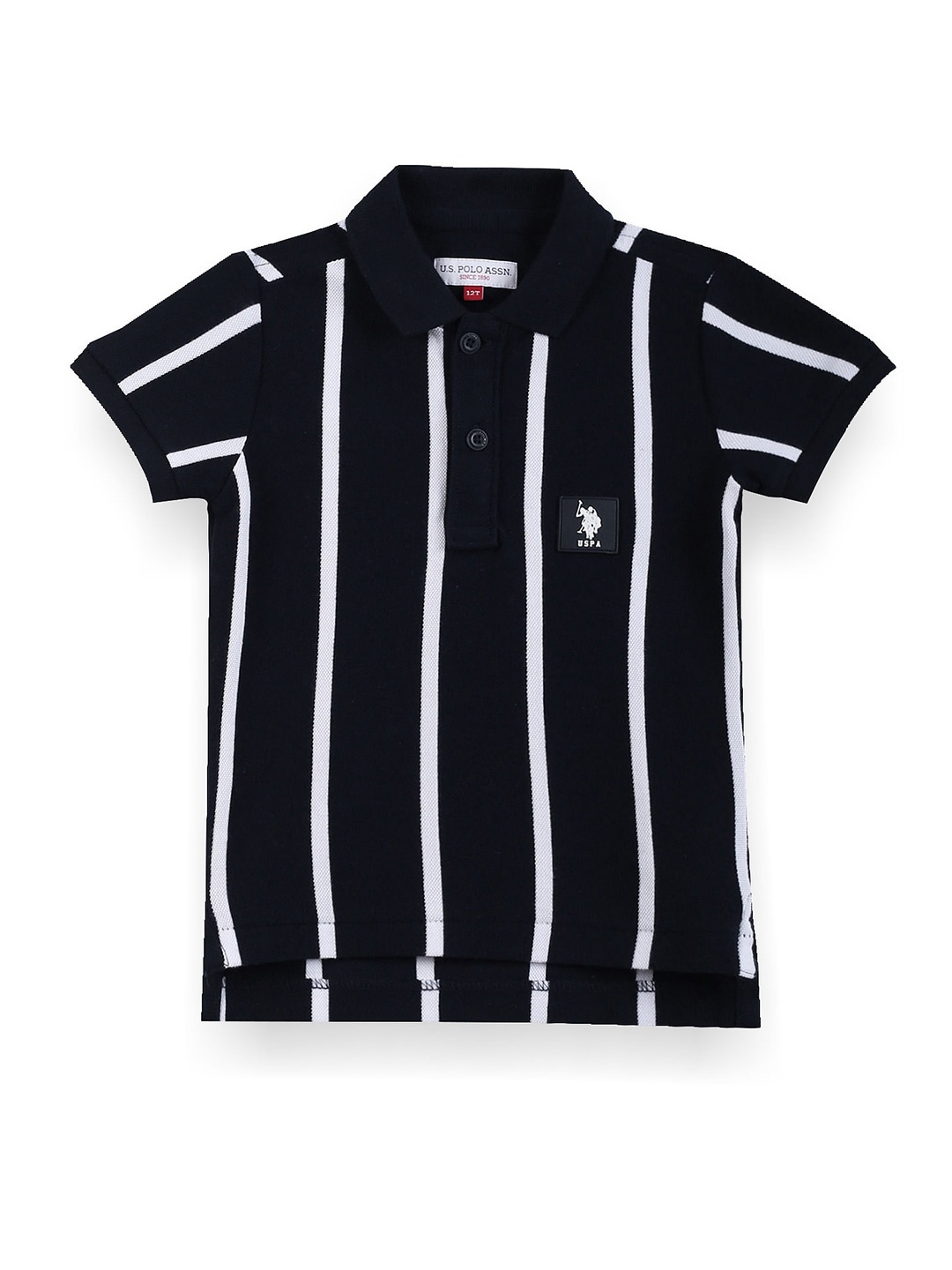 

U.S. Polo Assn. Kids Boys Striped Polo Collar Pure Cotton T-shirt, Blue