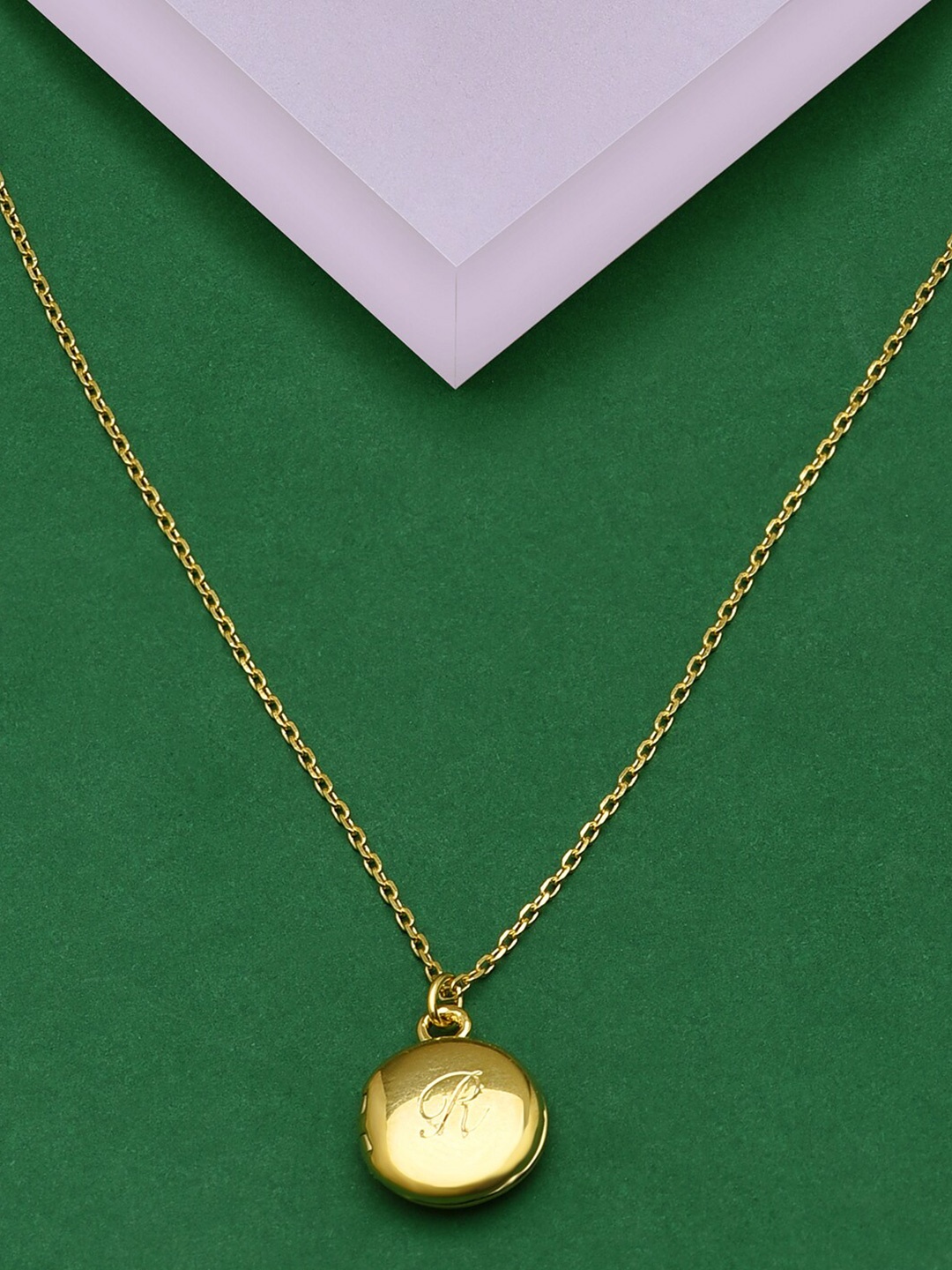 

Accessorize London Women 14K Gold Plated Locket R Initial Necklace