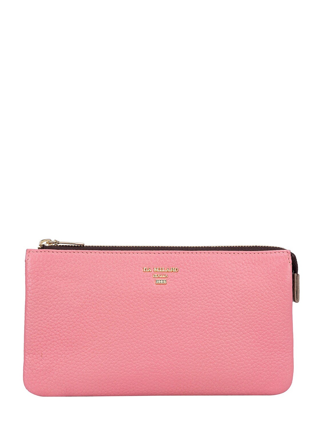 

Da Milano Women Textured Leather Zip Around Wallet, Pink