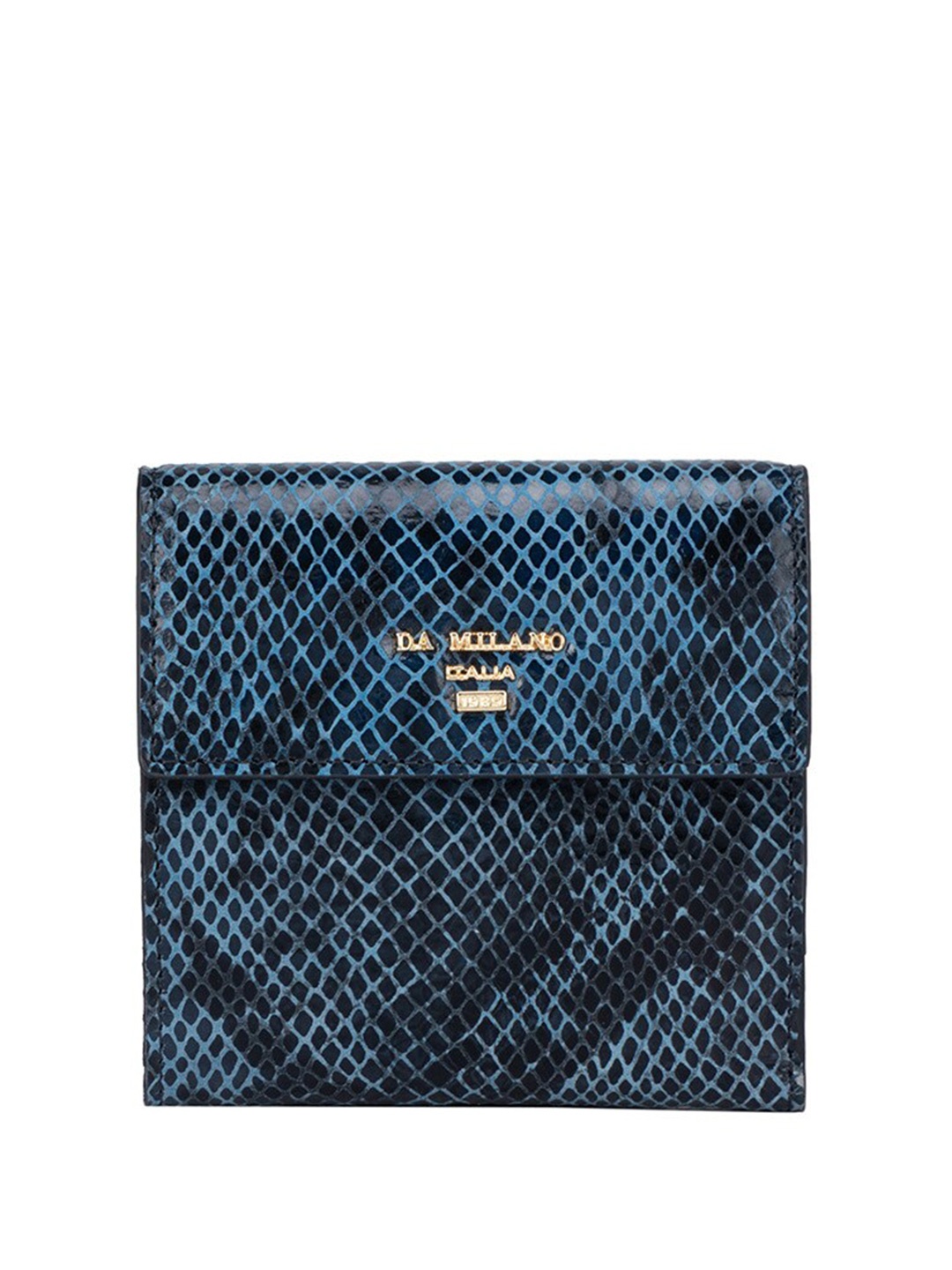 

Da Milano Women Textured Leather Two Fold Wallet, Blue