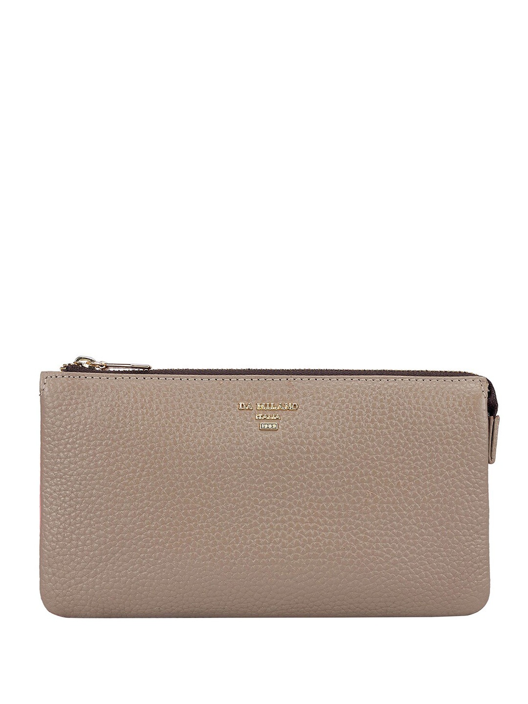 

Da Milano Women Textured Leather Zip Around Wallet, Grey