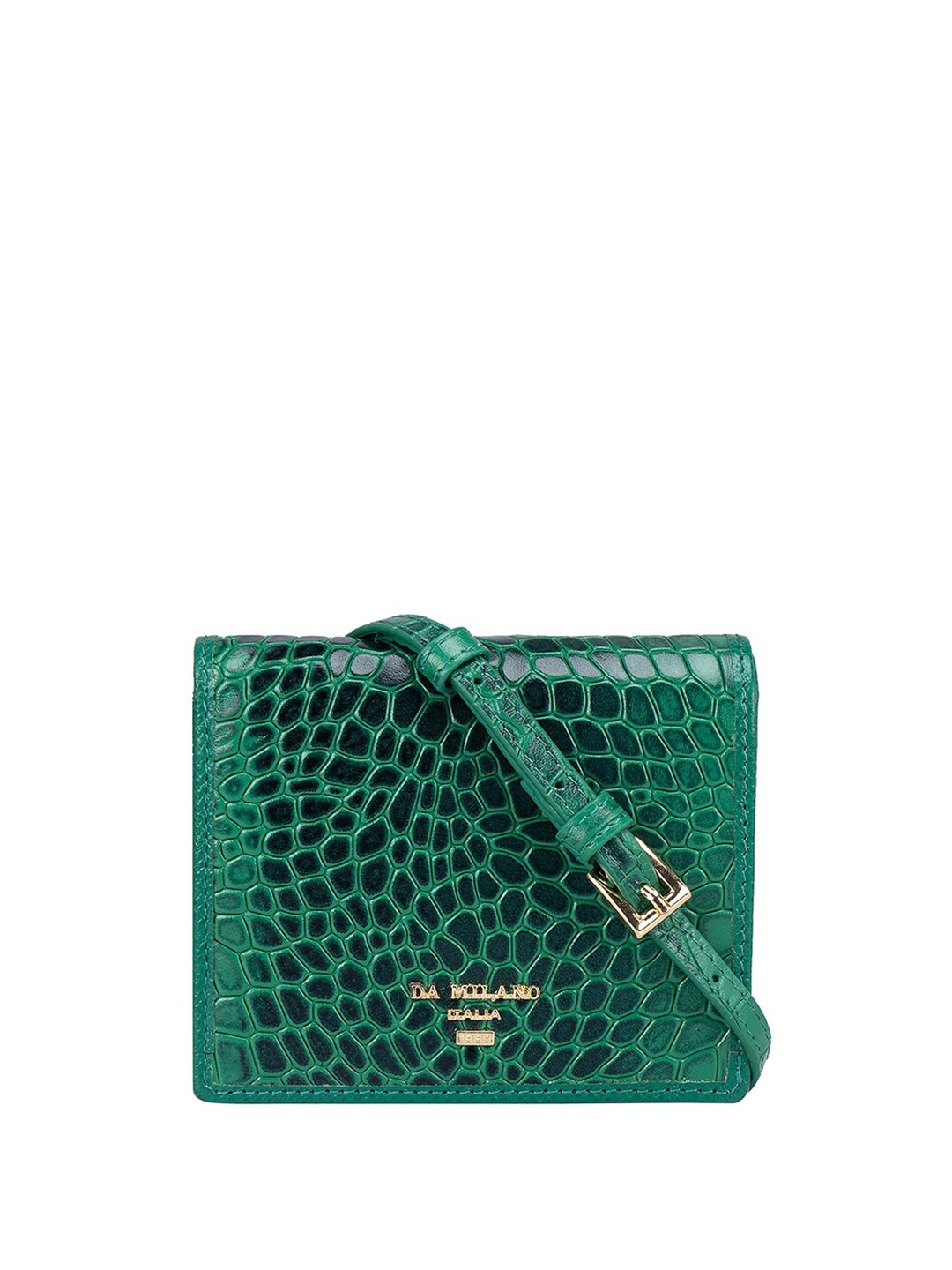 

Da Milano Women Textured Leather Two Fold Wallet, Green