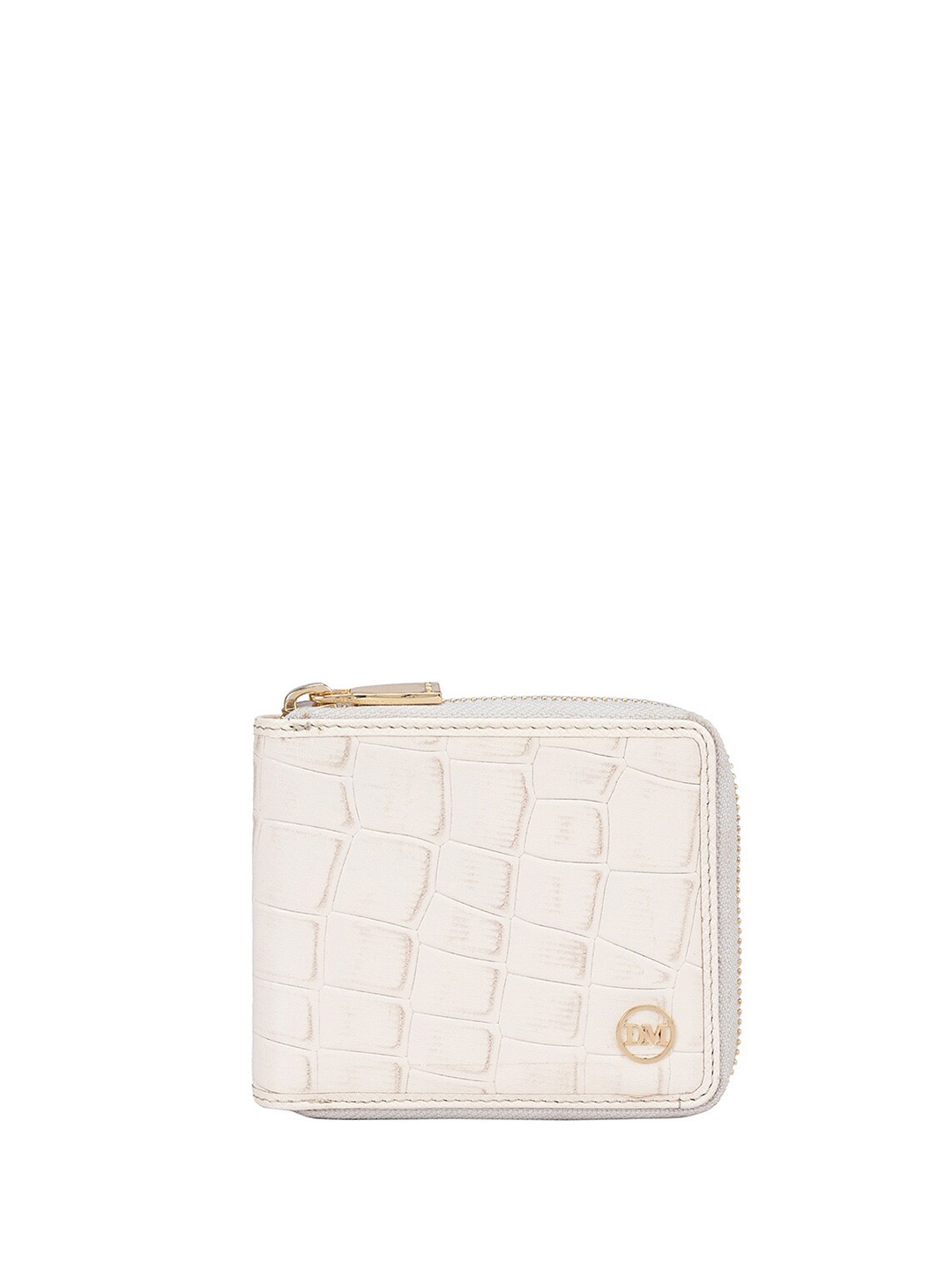 

Da Milano Women Textured Leather Zip Around Wallet, White