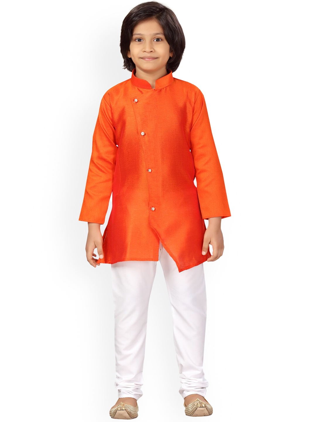 

BAESD Boys Pure Cotton Kurta With Churidar, Orange