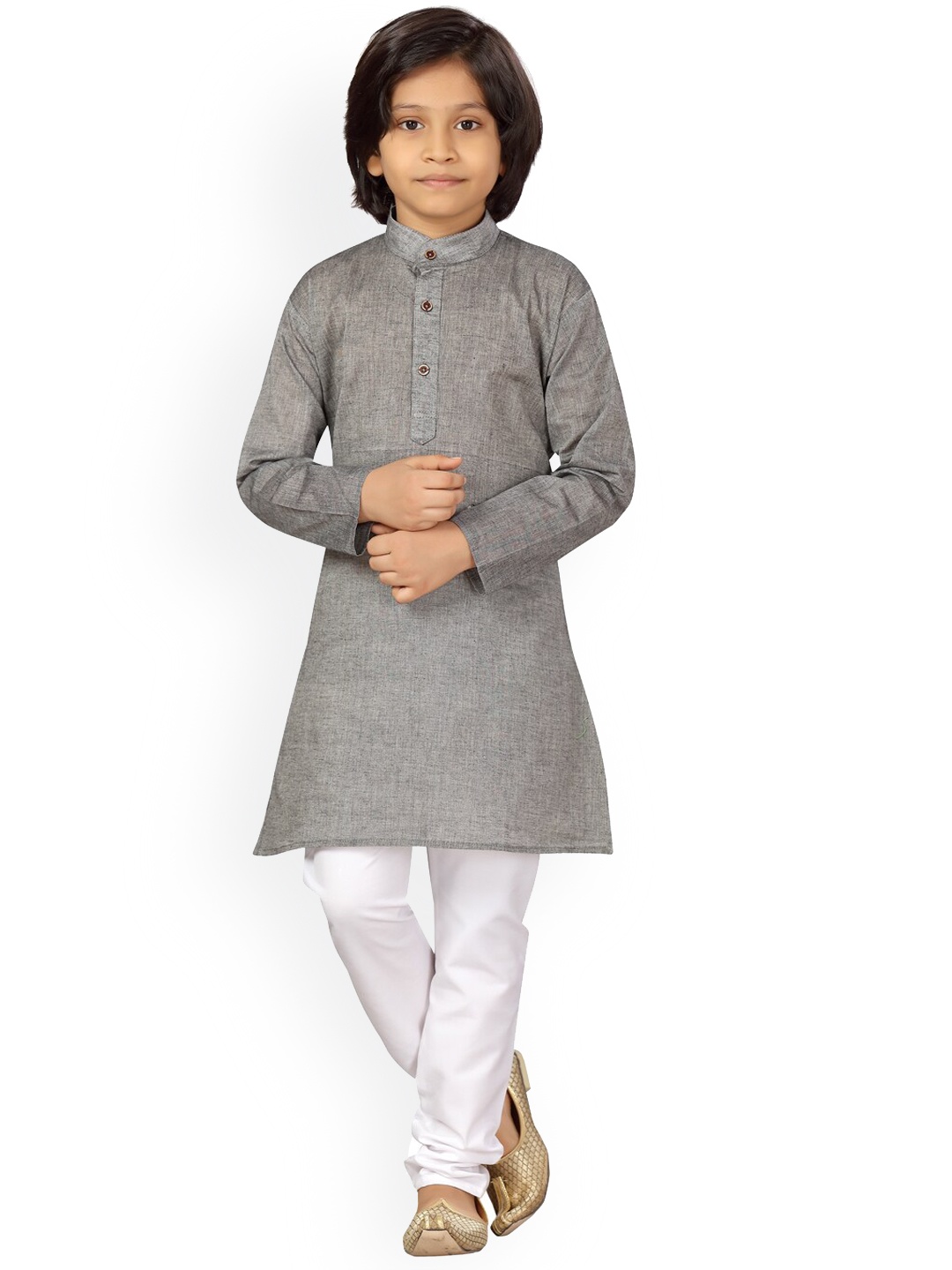 

BAESD Boys Regular Pure Cotton Kurta With Pyjama, Grey