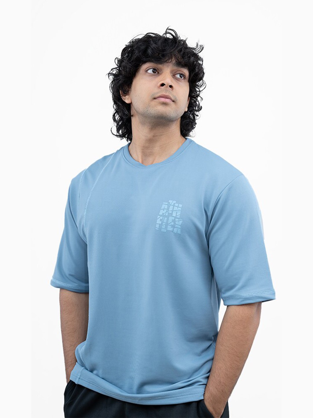 

Athflex Typography Printed Oversized T-shirt, Blue