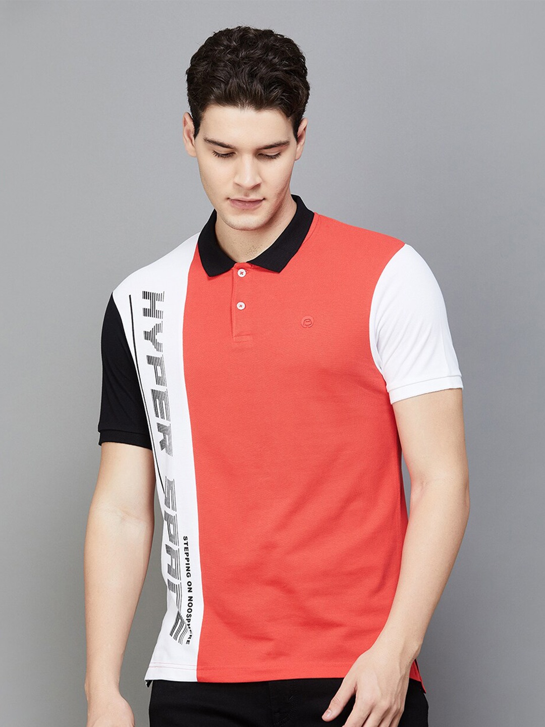 

Bossini Colourblocked Cotton Slim Fit T-shirt, Red