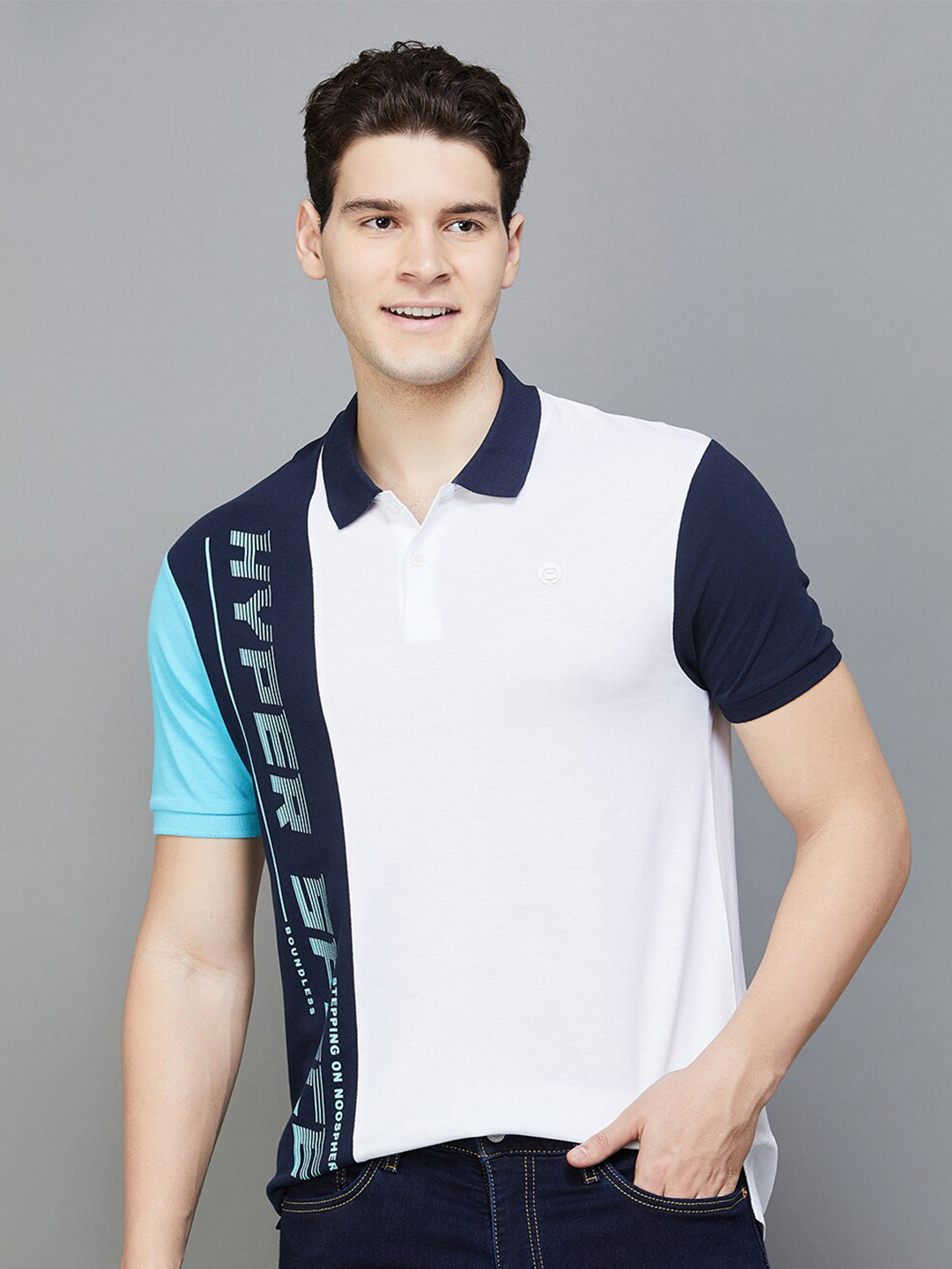 

Bossini Colourblocked Cotton Slim Fit T-shirt, White