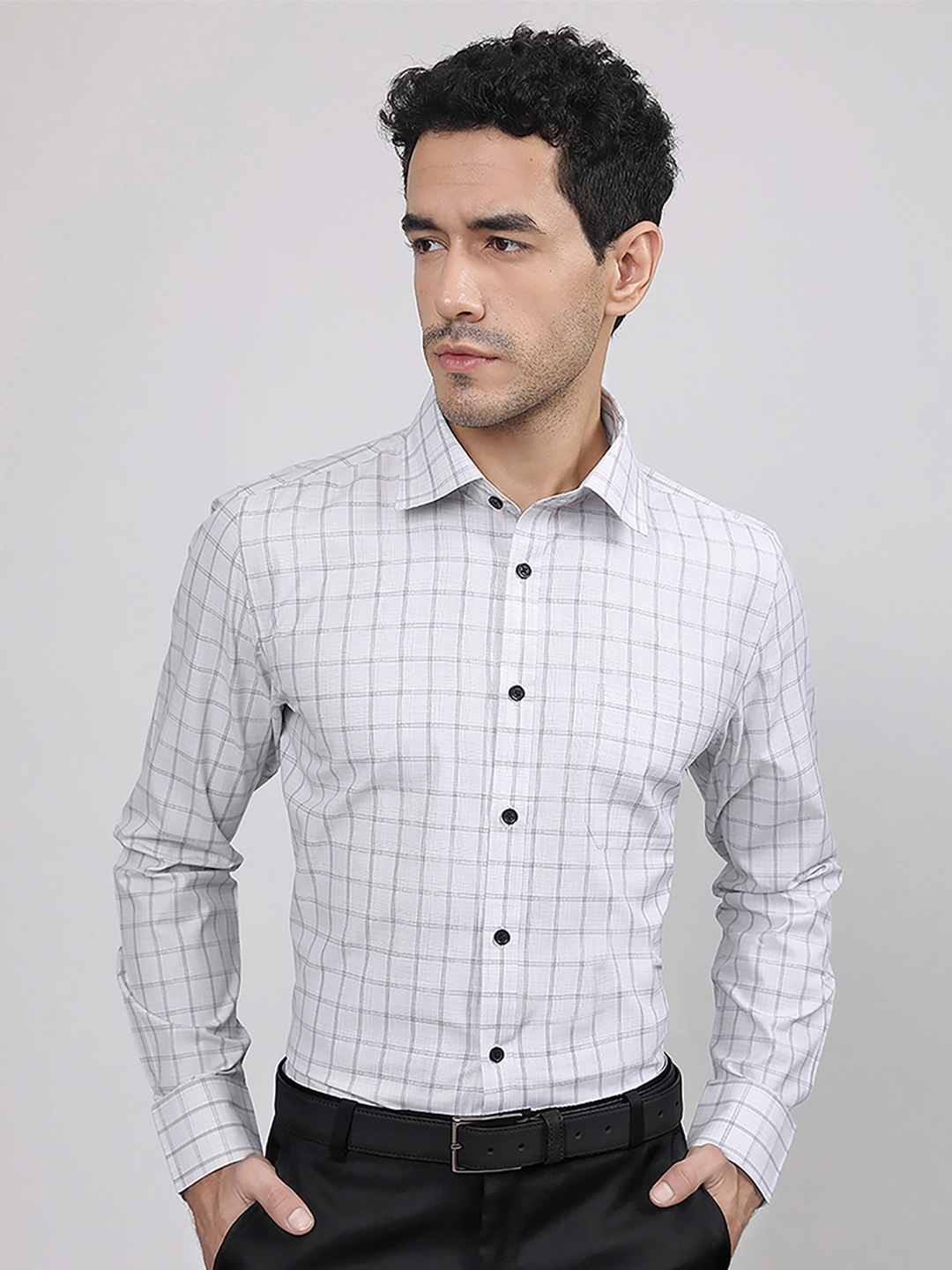 

MUTAQINOTI Men Grey Comfort Opaque Formal Shirt