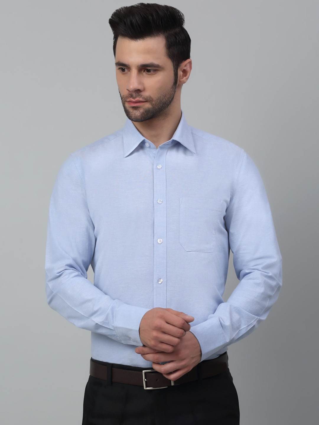 

MUTAQINOTI Men Comfort Cotton Formal Shirt, Blue