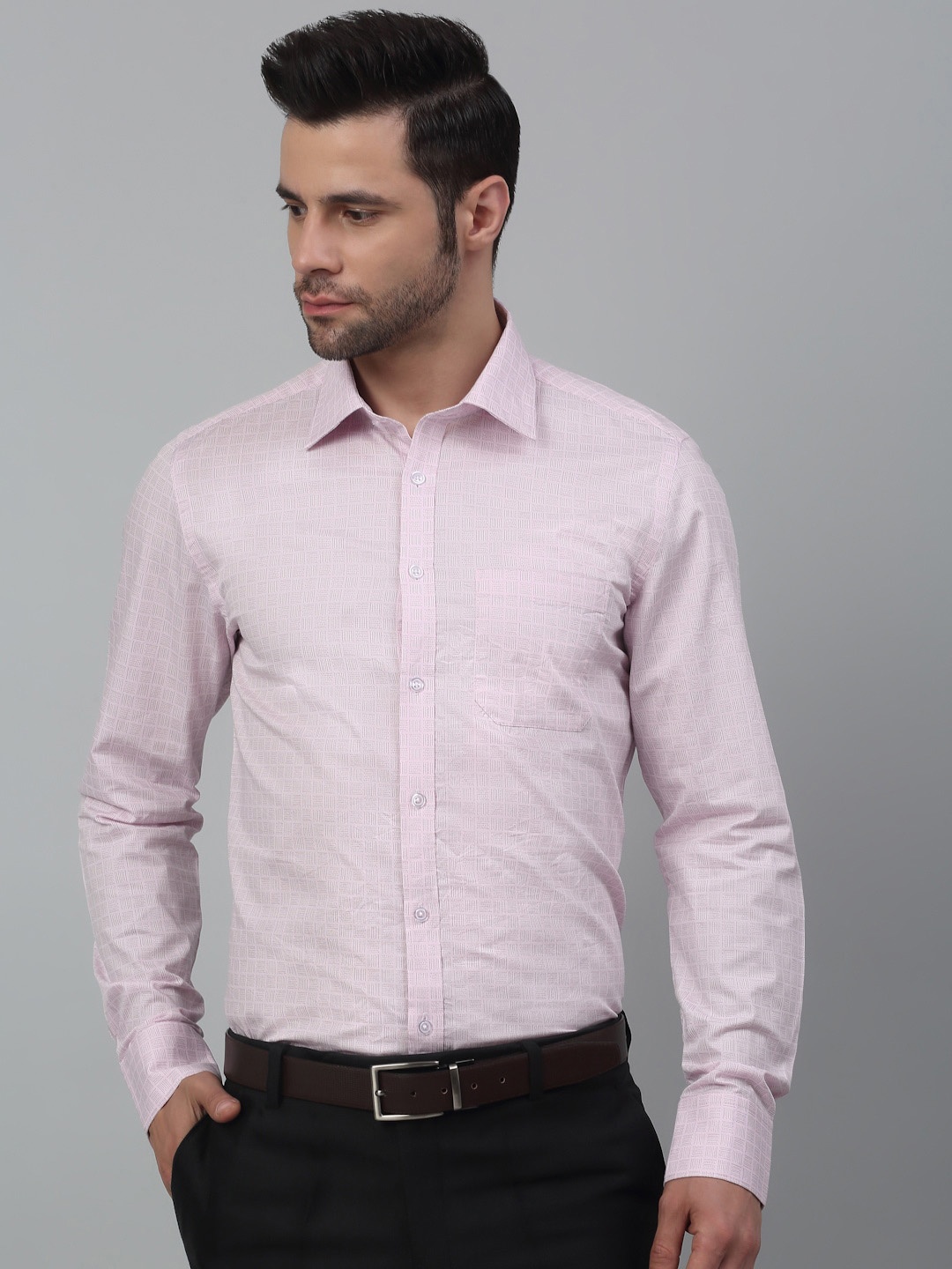 

MUTAQINOTI Comfort Regular Fit Micro Ditsy Printed Cotton Formal Shirt, Pink
