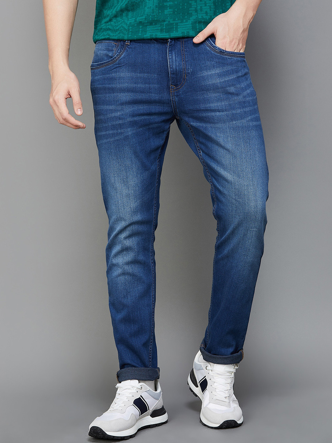 

Fame Forever by Lifestyle Men Tapered Fit Light Fade Stretchable Jeans, Blue