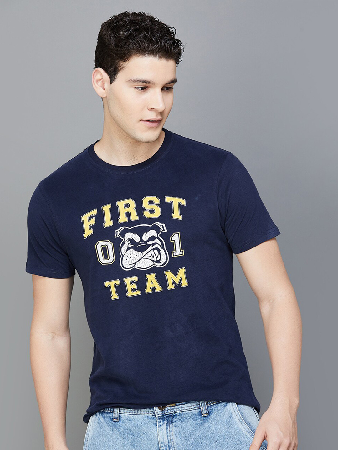 

Fame Forever by Lifestyle Typography Printed Cotton T-shirt, Blue