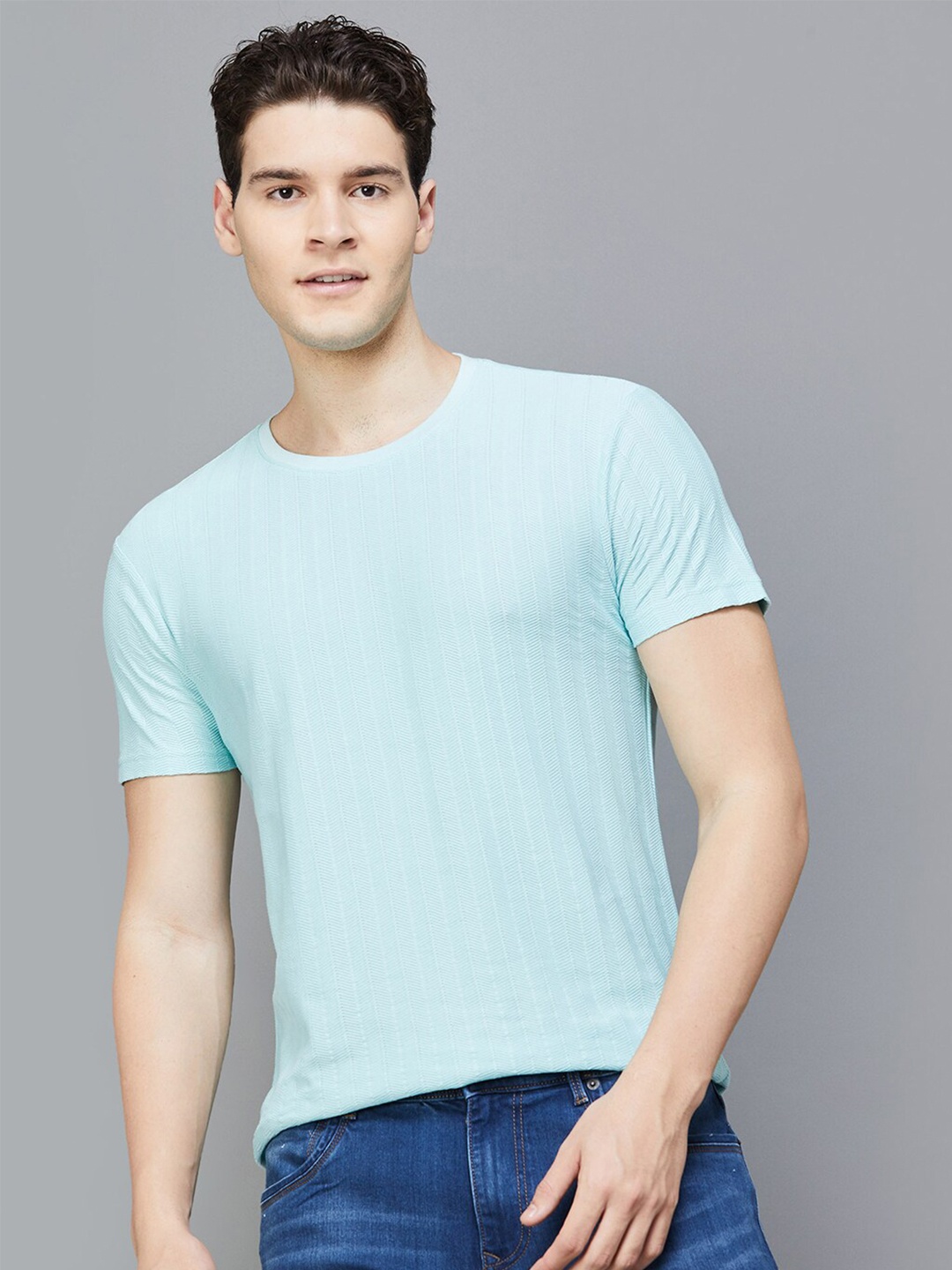 

Fame Forever by Lifestyle Slim Fit Cotton Casual T-shirt, Turquoise blue