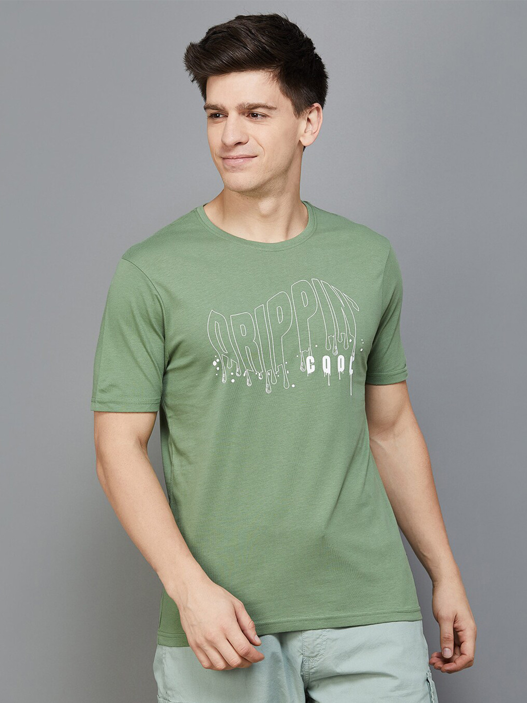 

Fame Forever by Lifestyle Typography Printed Cotton T-shirt, Green