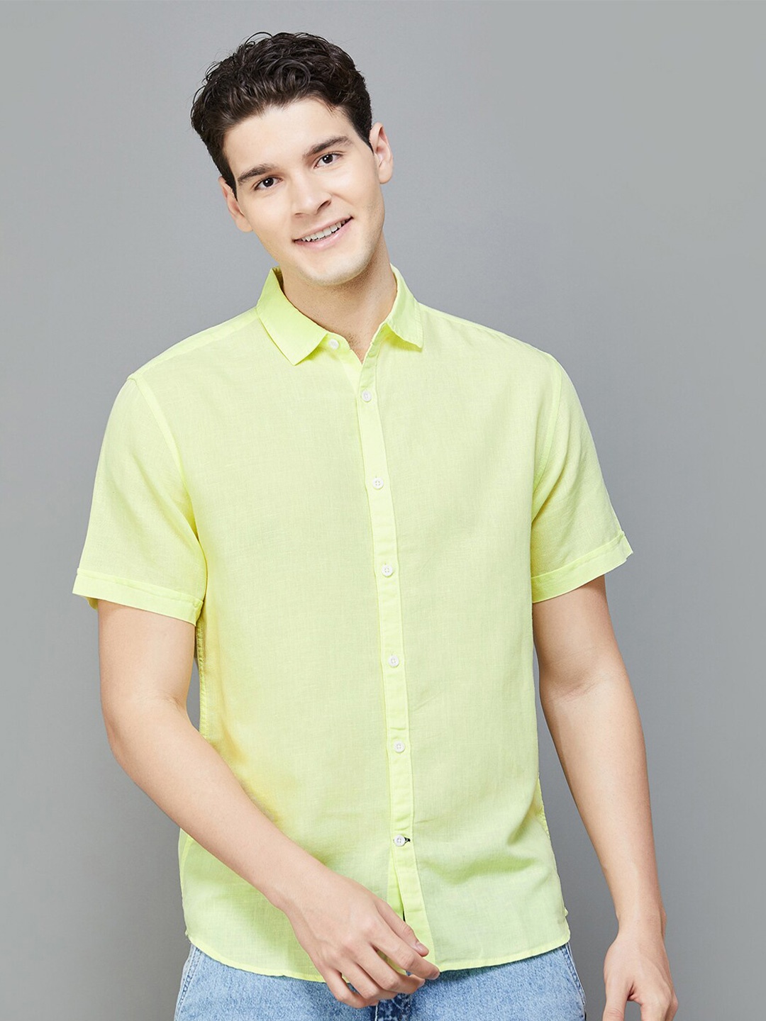 

Fame Forever by Lifestyle Slim Fit Opaque Cotton Casual Shirt, Yellow