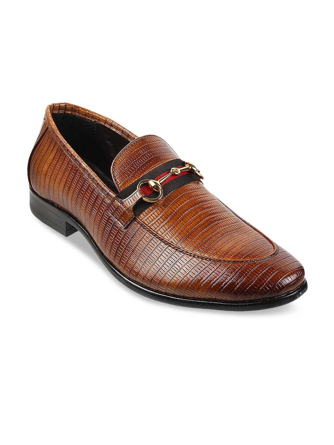 

Mochi Men Textured Formal Loafers, Tan