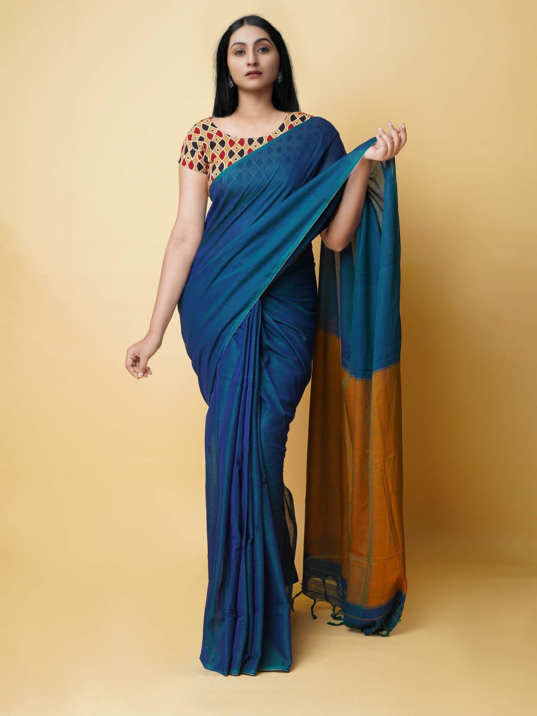 

Unnati Silks Pure Cotton Narayan Peth Saree, Blue