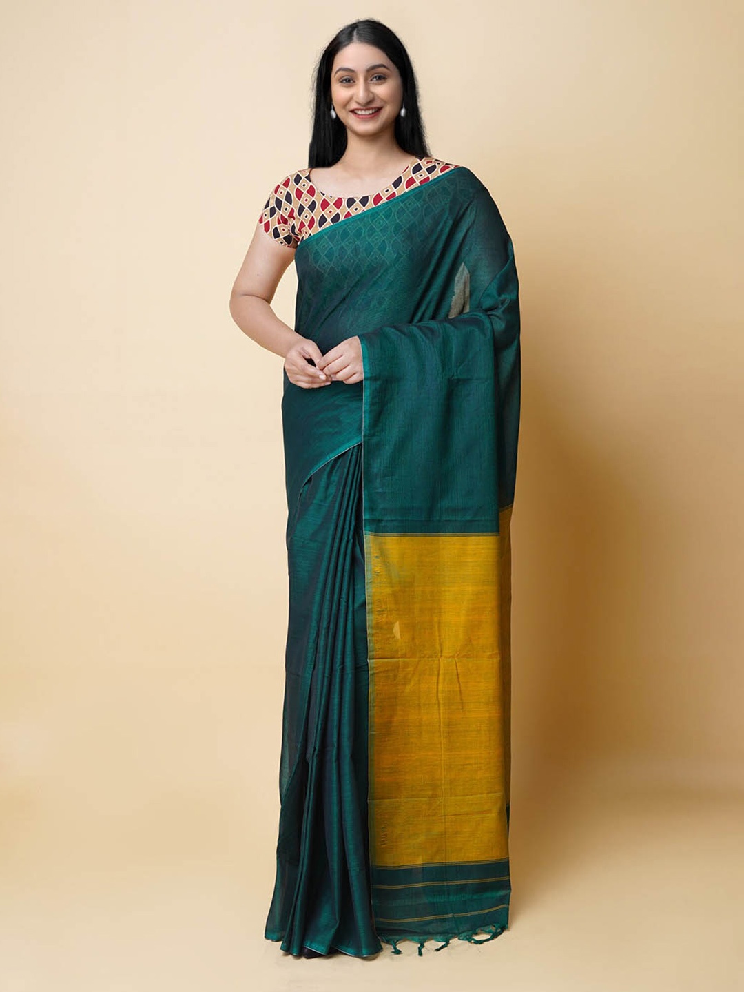 

Unnati Silks Pure Cotton Narayan Peth Saree, Green
