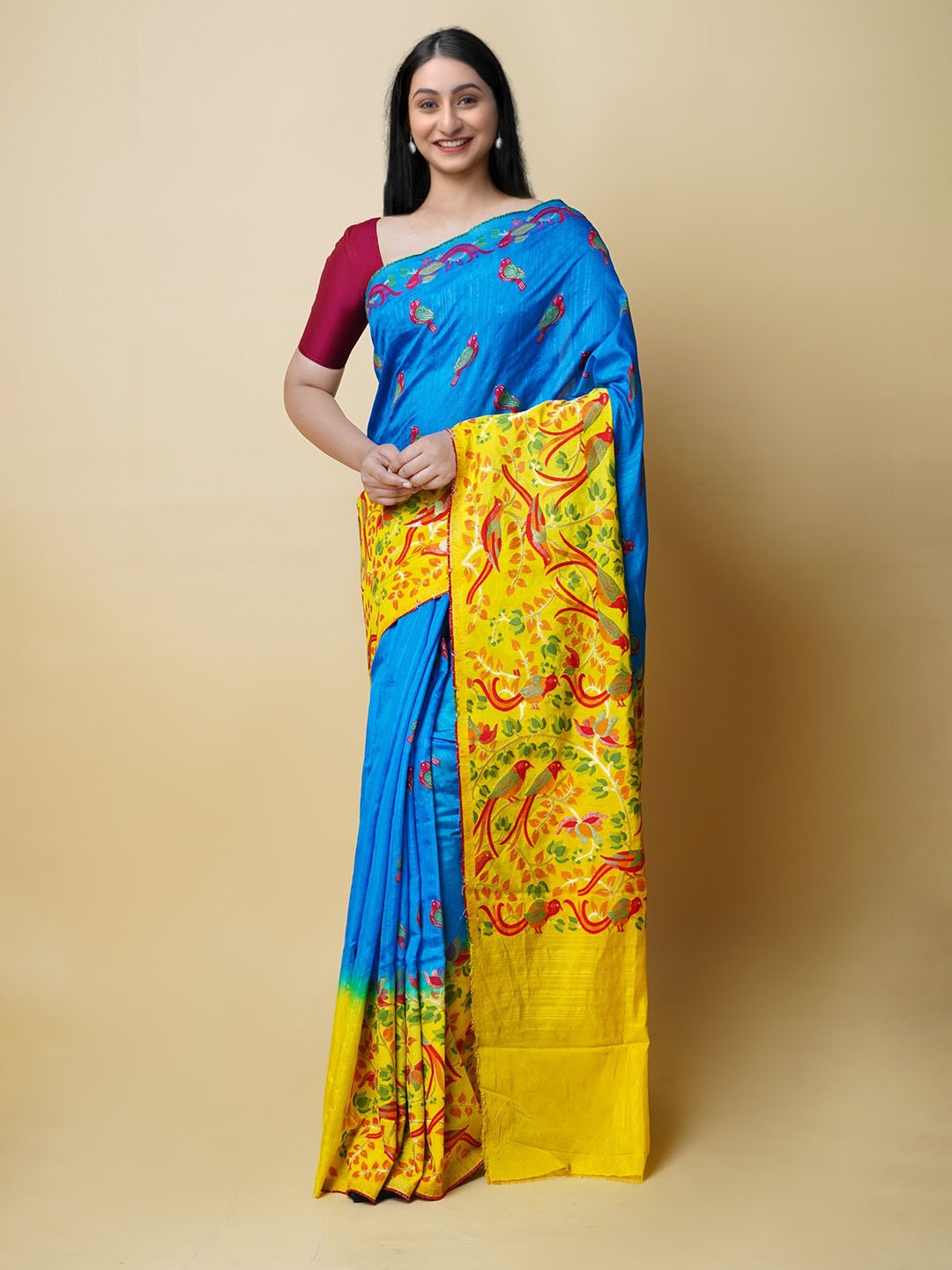 

Unnati Silks Conversational Printed Zari Banarasi Saree, Blue