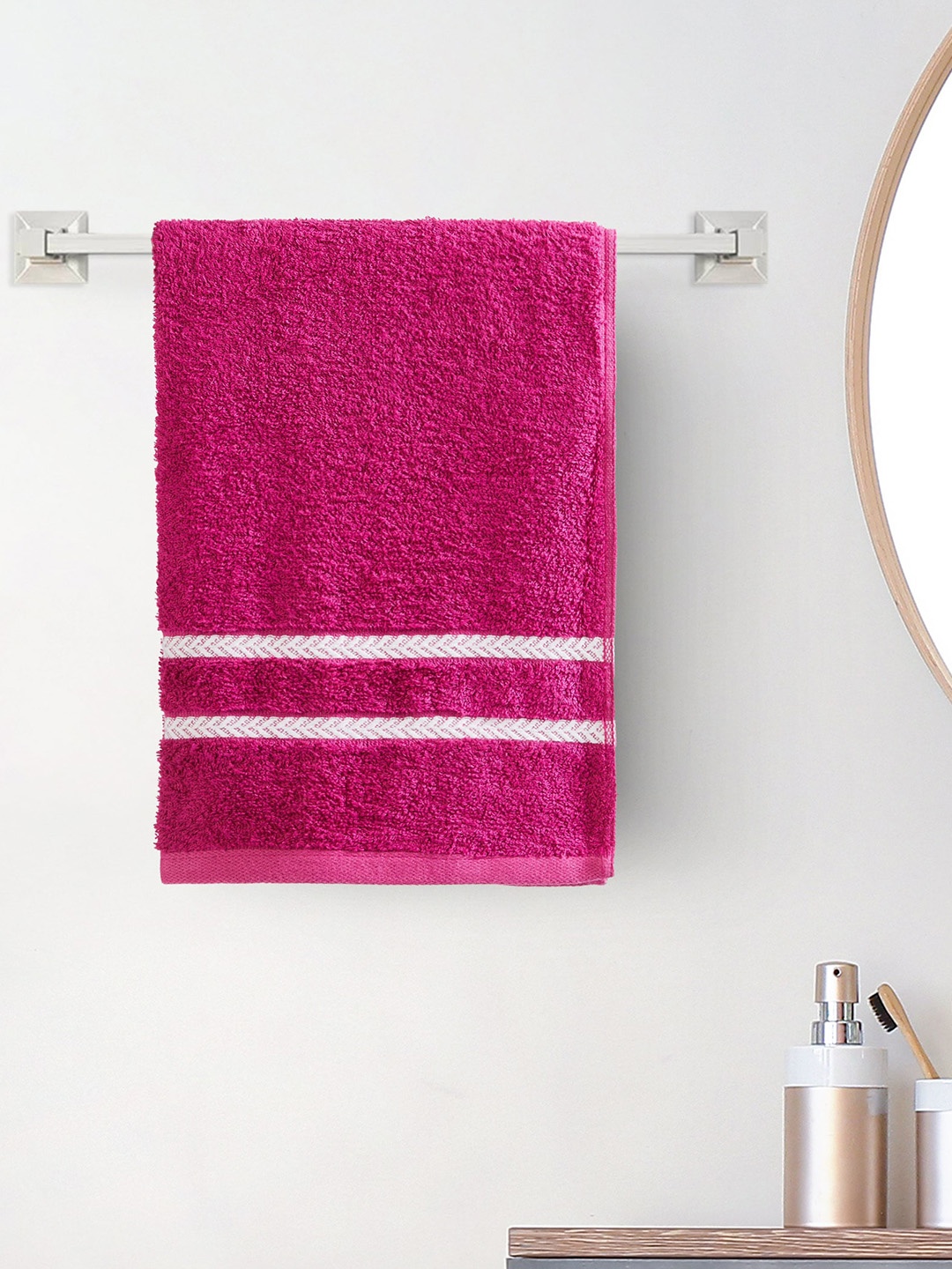 

Home Centre Habour Pink Stripe Detail Cotton 210 GSM Hand Towel