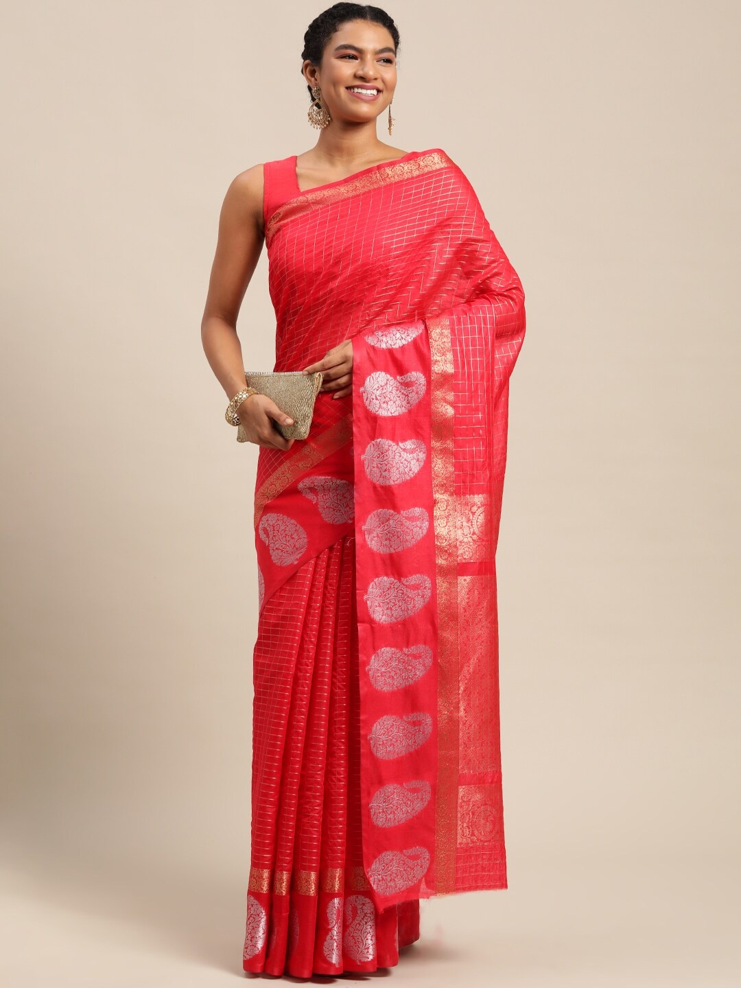 

Angroop Woven Design Zari Detailed Banarasi Saree, Pink