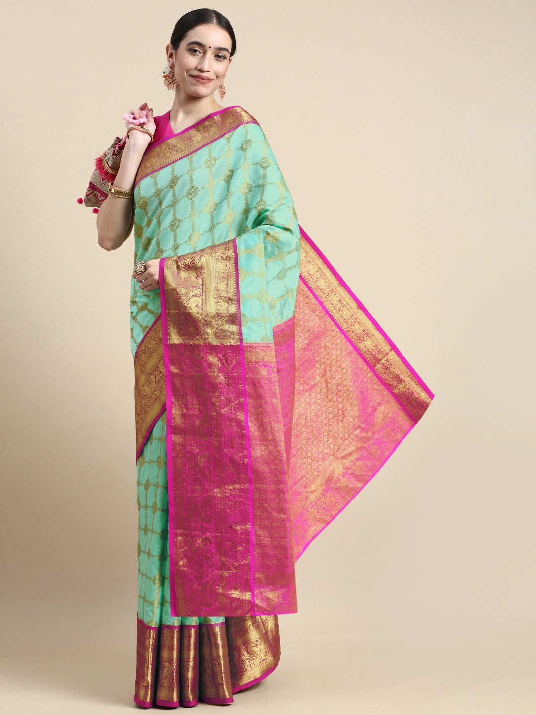 

Angroop Woven Design Zari Detailed Banarasi Saree, Blue