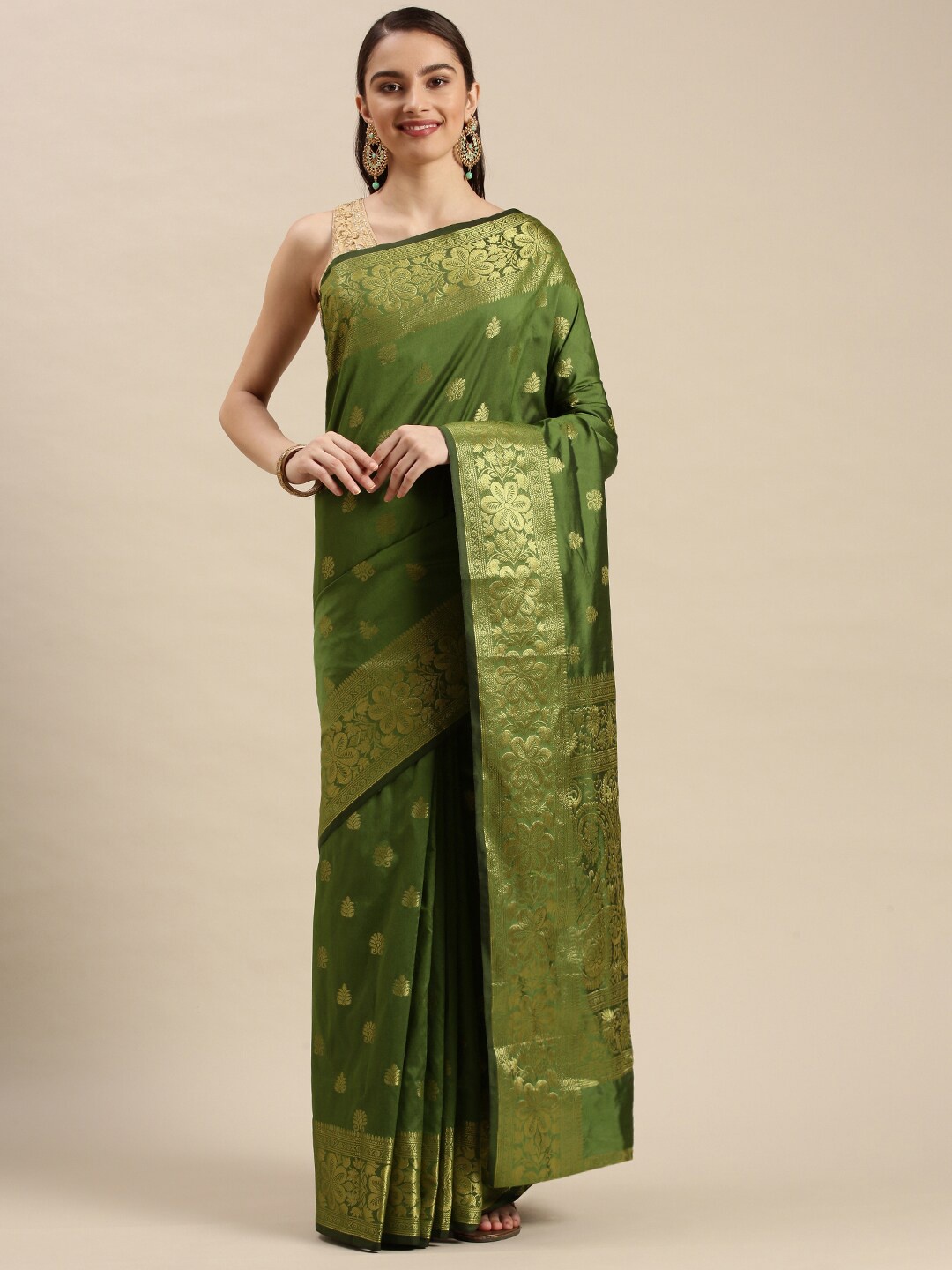 

Angroop Woven Design Zari Detailed Banarasi Saree, Green