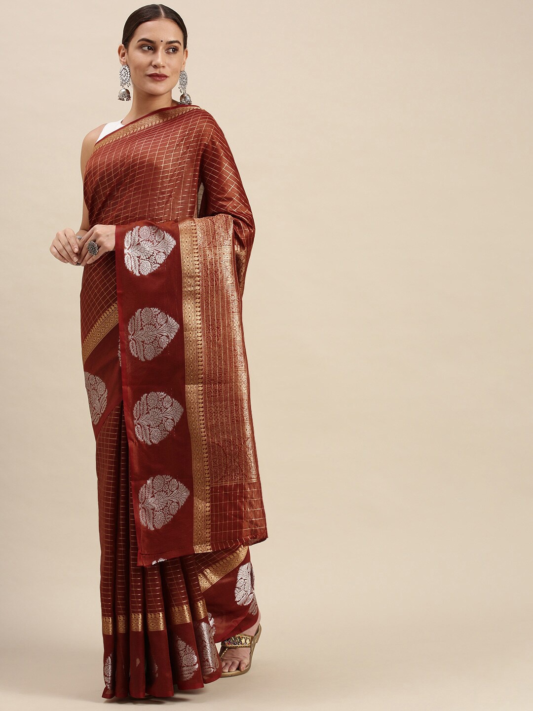 

Angroop Woven Design Zari Detailed Banarasi Saree, Brown