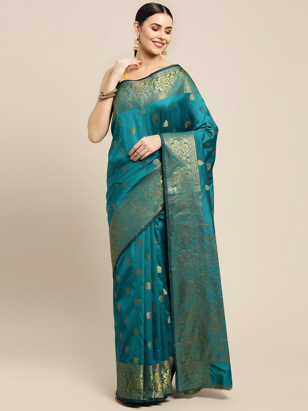 

Angroop Ethnic Motifs Woven Design Zari Saree, Blue