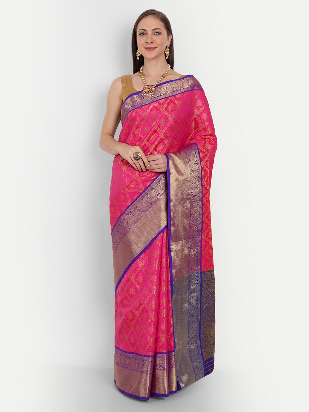 

Angroop Ethnic Motifs Woven Design Zari Saree, Blue