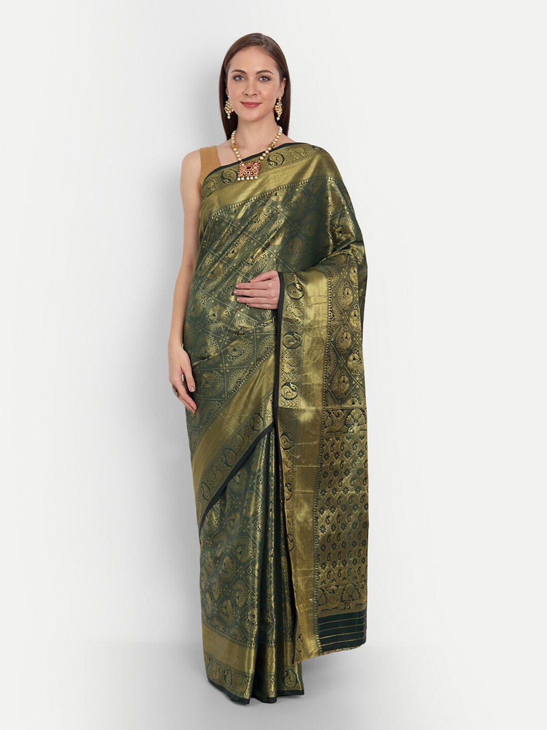 

Angroop Ethnic Motifs Woven Design Zari Saree, Black