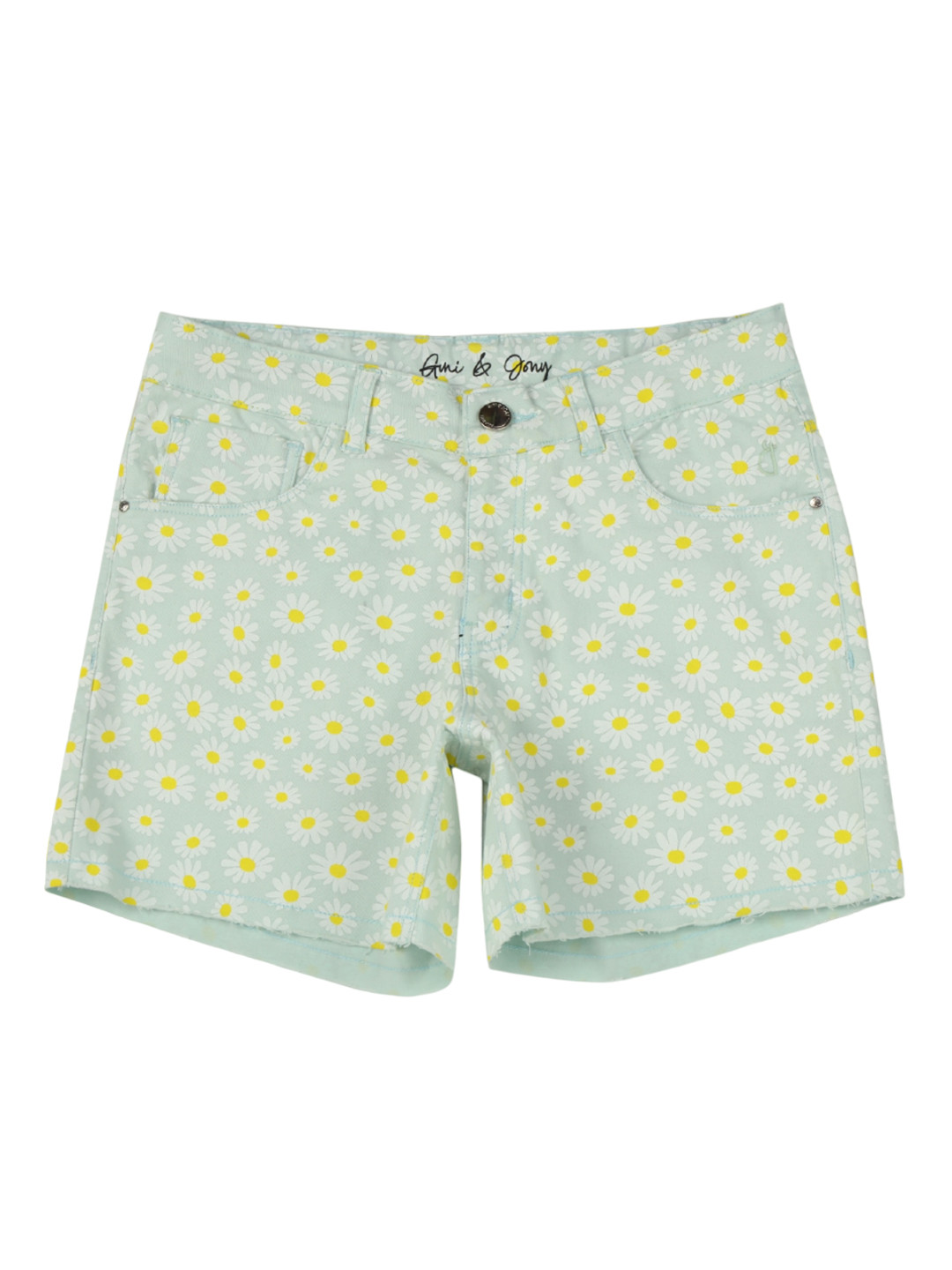 

Gini and Jony Girls Floral Printed Mid-Rise Cotton Shorts, Green