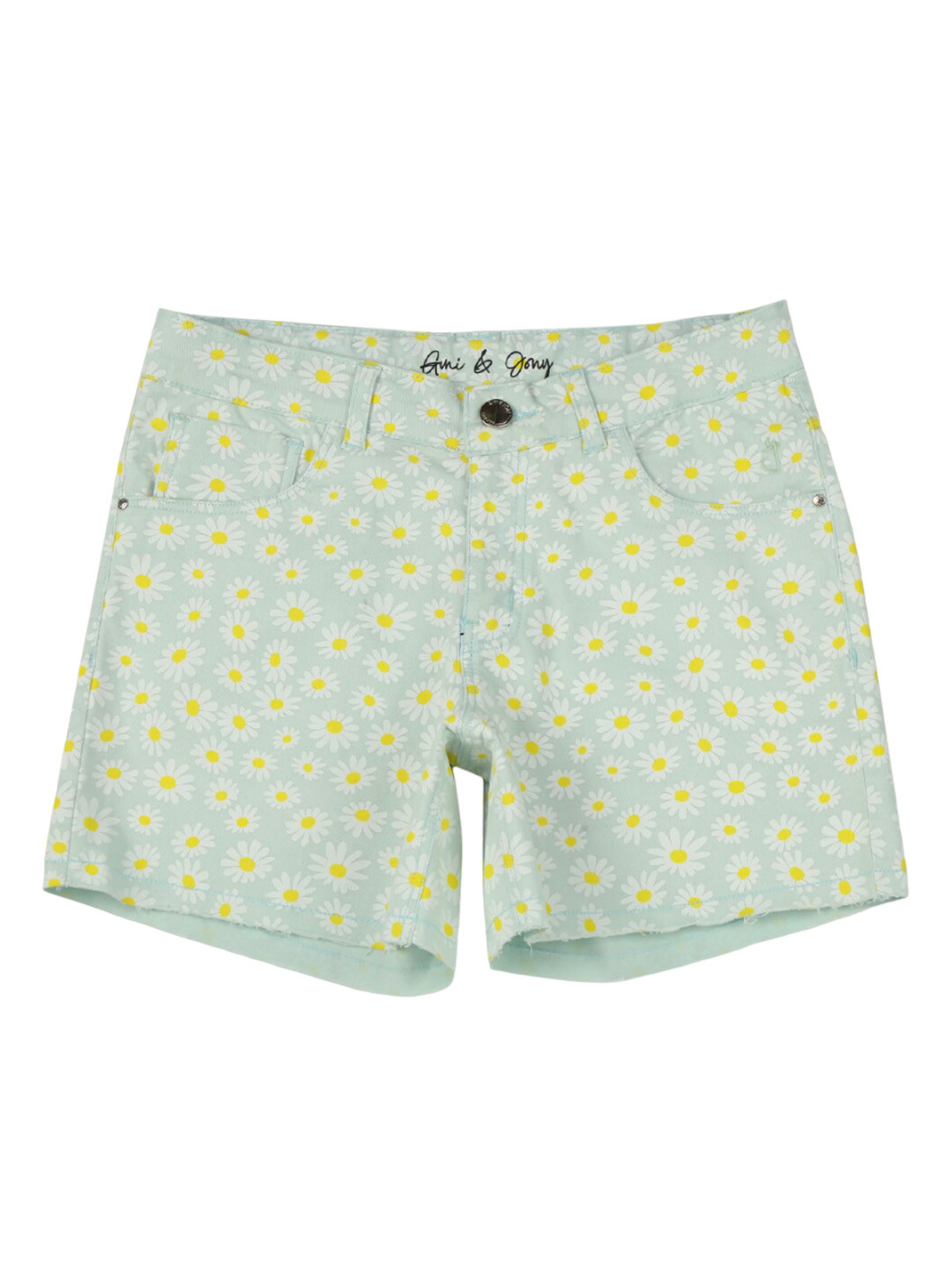 

Gini and Jony Girls Floral Printed Cotton Shorts, Green