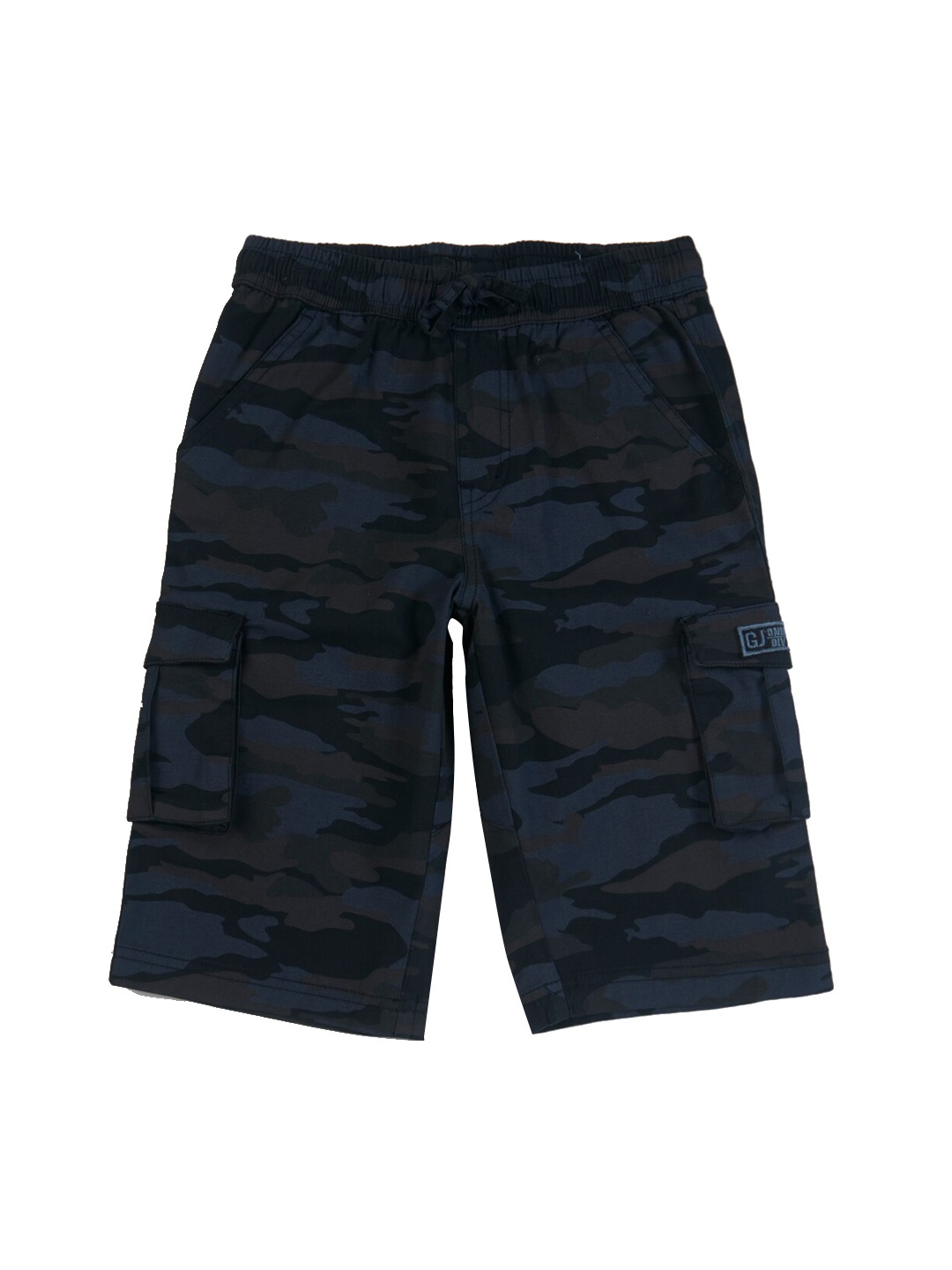 

Gini and Jony Boys Mid-Rise Camouflage Printed Cotton Shorts, Navy blue
