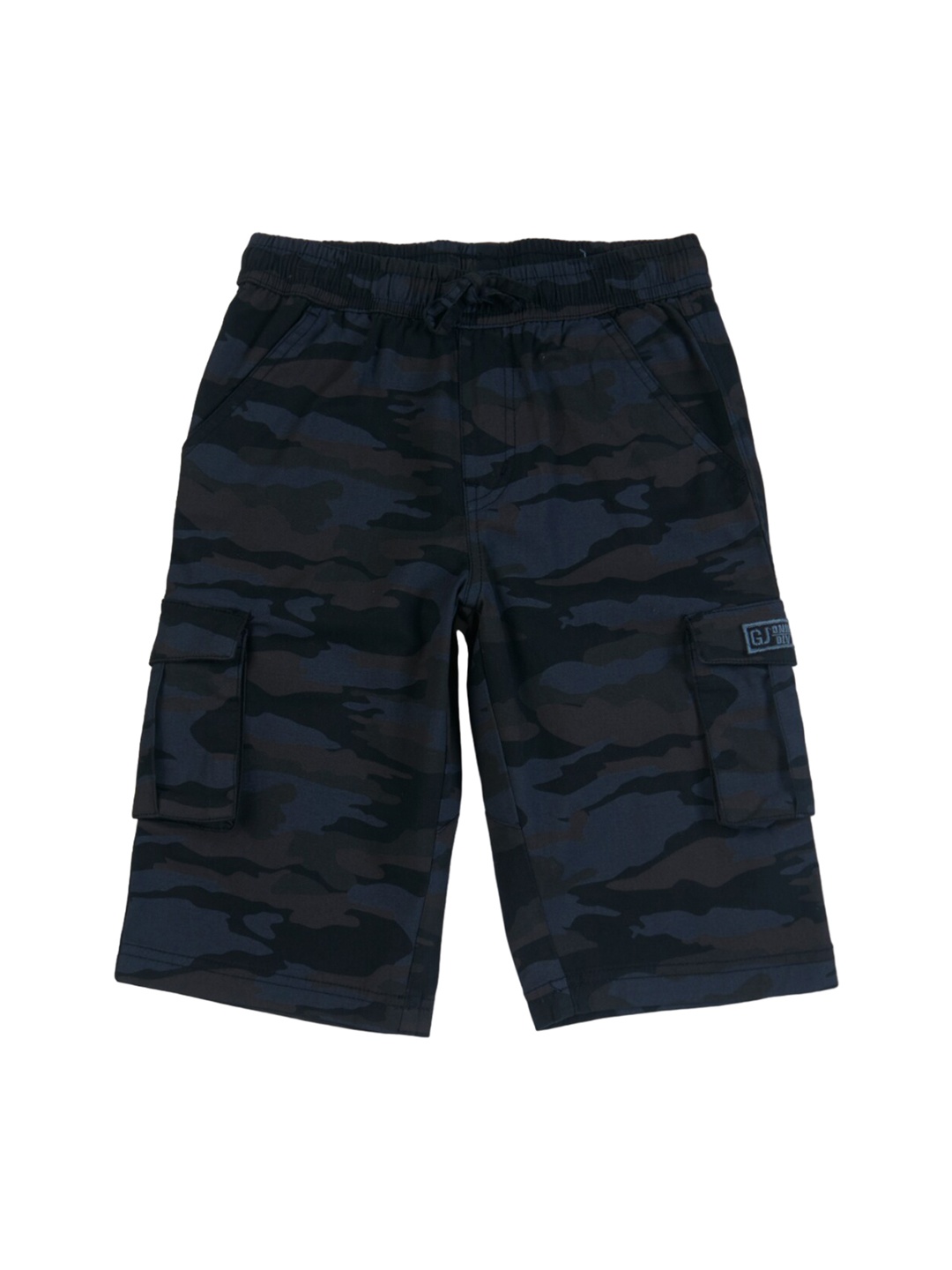 

Gini and Jony Boys Mid-Rise Camouflage Printed Cotton Shorts, Navy blue