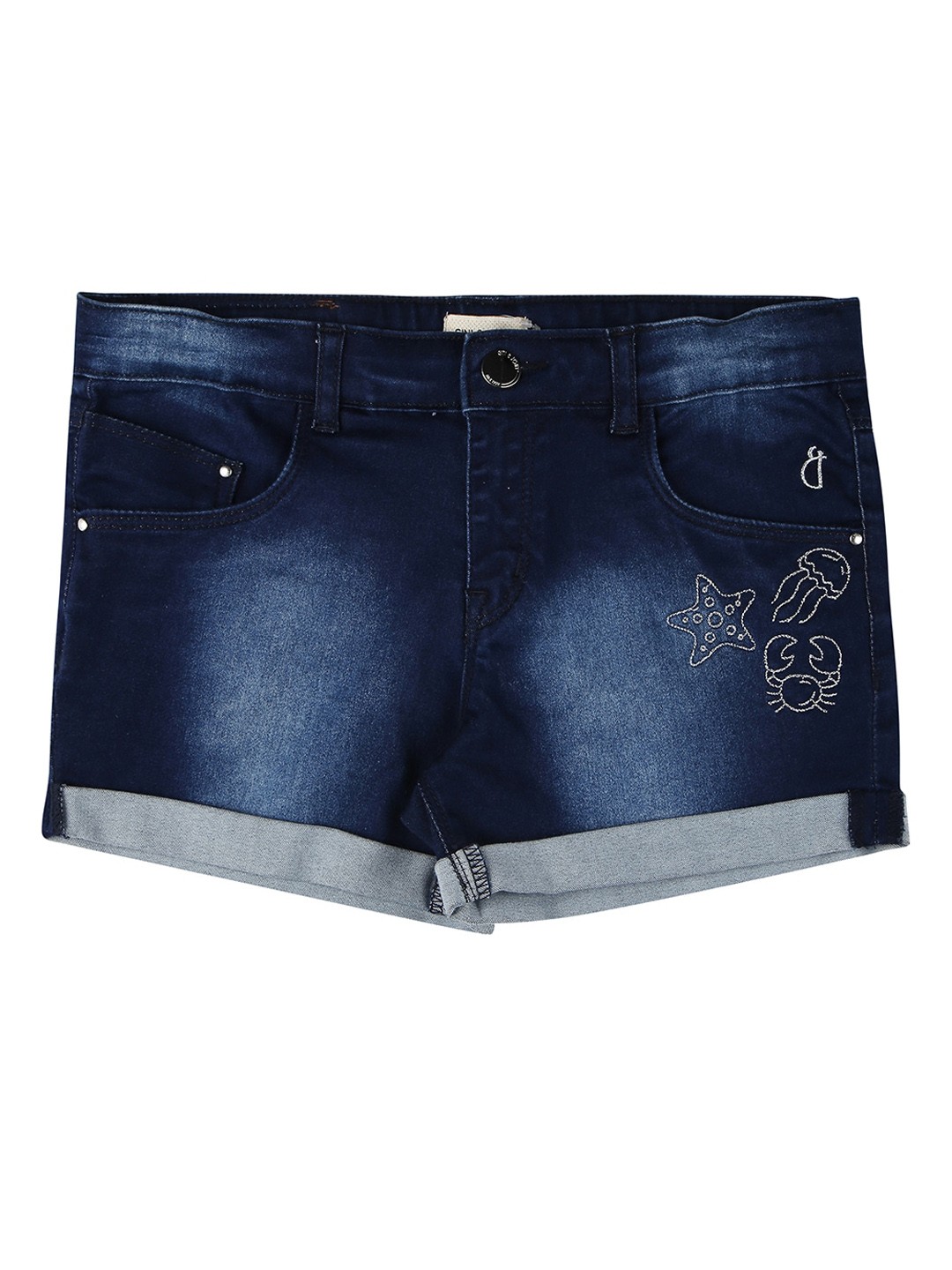 

Gini and Jony Girls Graphic Printed Denim Shorts, Navy blue
