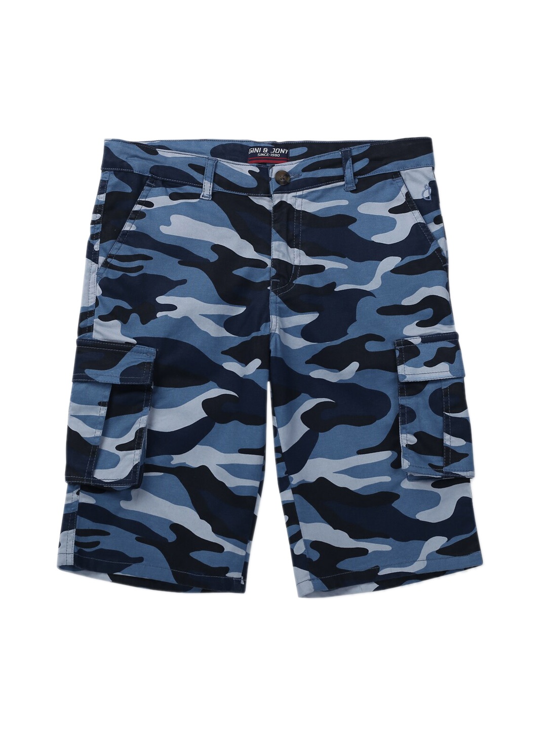 

Gini and Jony Boys Camouflage Printed Cargo Shorts, Blue